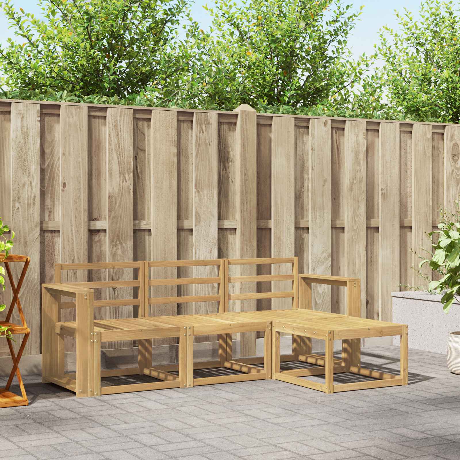 vidaXL Buiten bankenset 4 pcs Naturel