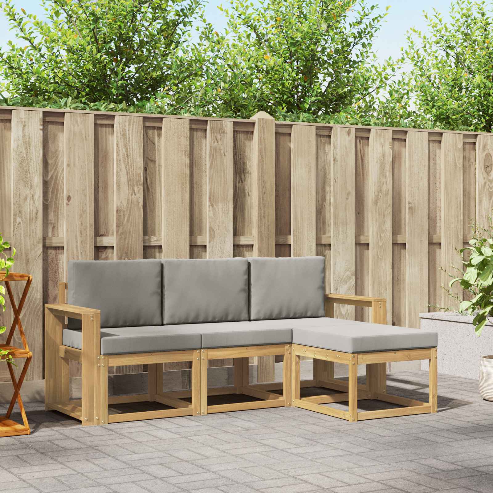 vidaXL Buiten bankenset 4 pcs Naturel