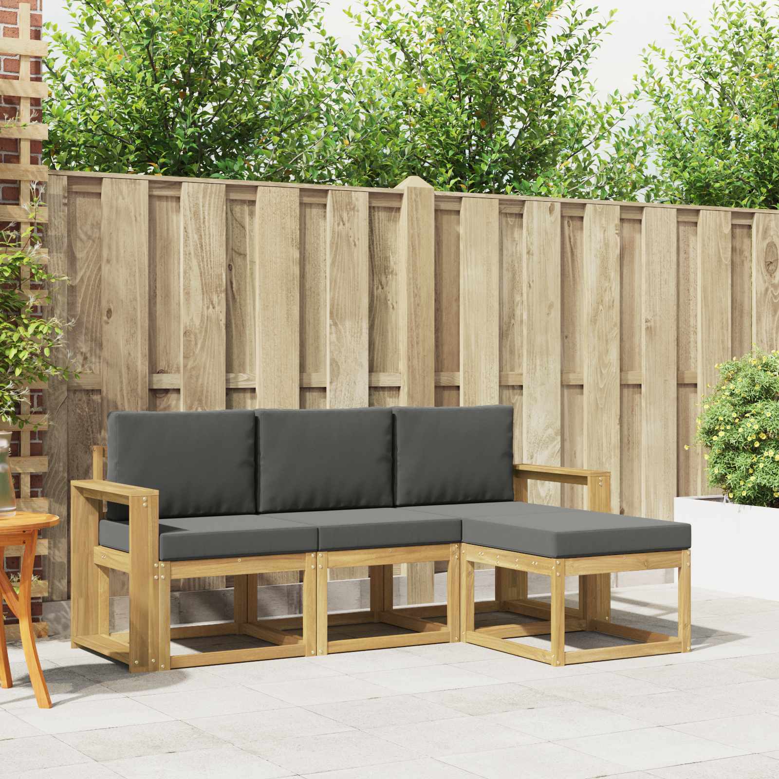 vidaXL Buiten bankenset 4 pcs Naturel