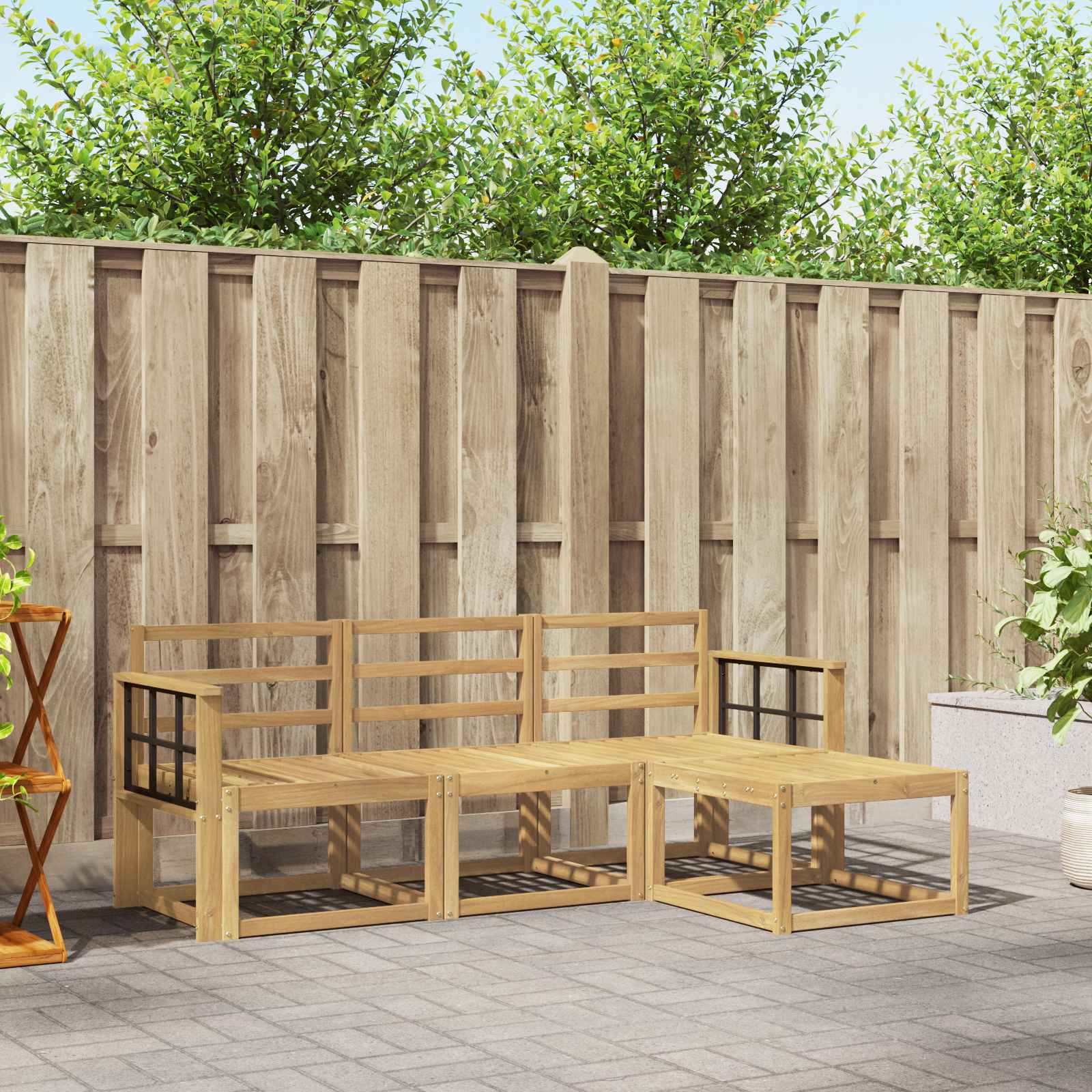 vidaXL Buiten bankenset 4 pcs Naturel