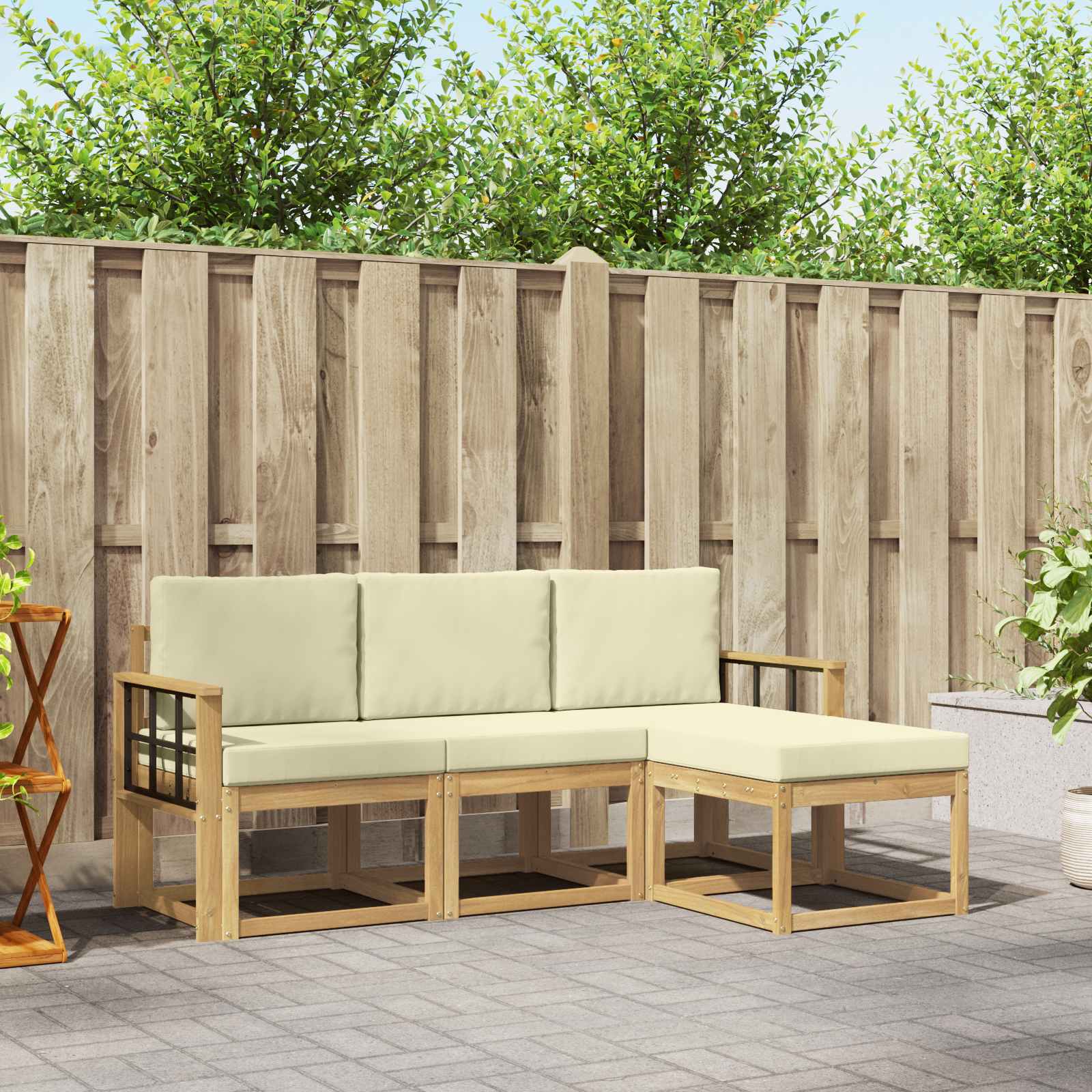 vidaXL Buiten bankenset 4 pcs Naturel