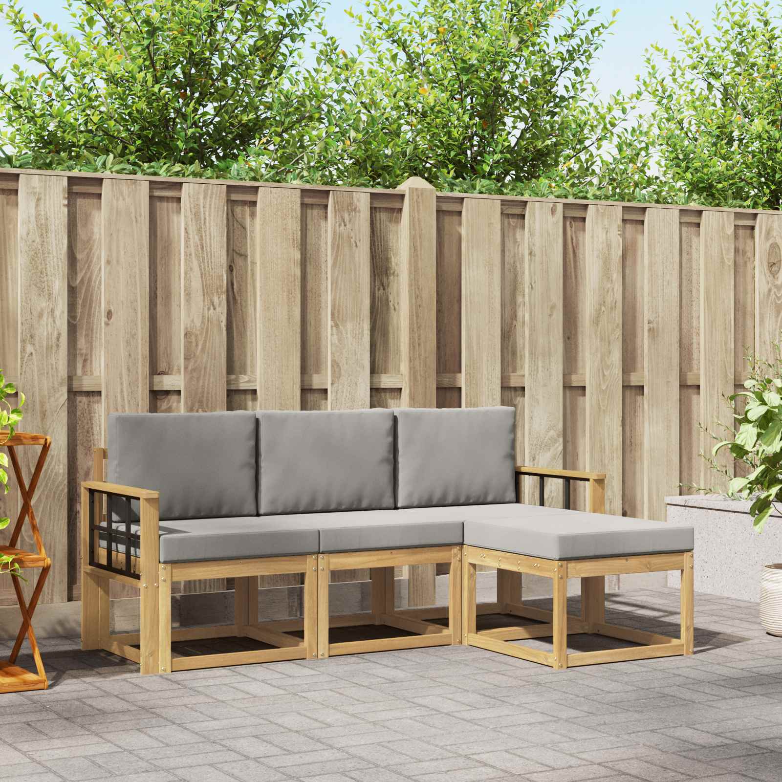 vidaXL Buiten bankenset 4 pcs Naturel