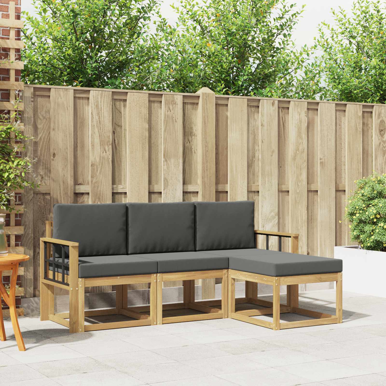 vidaXL Buiten bankenset 4 pcs Naturel