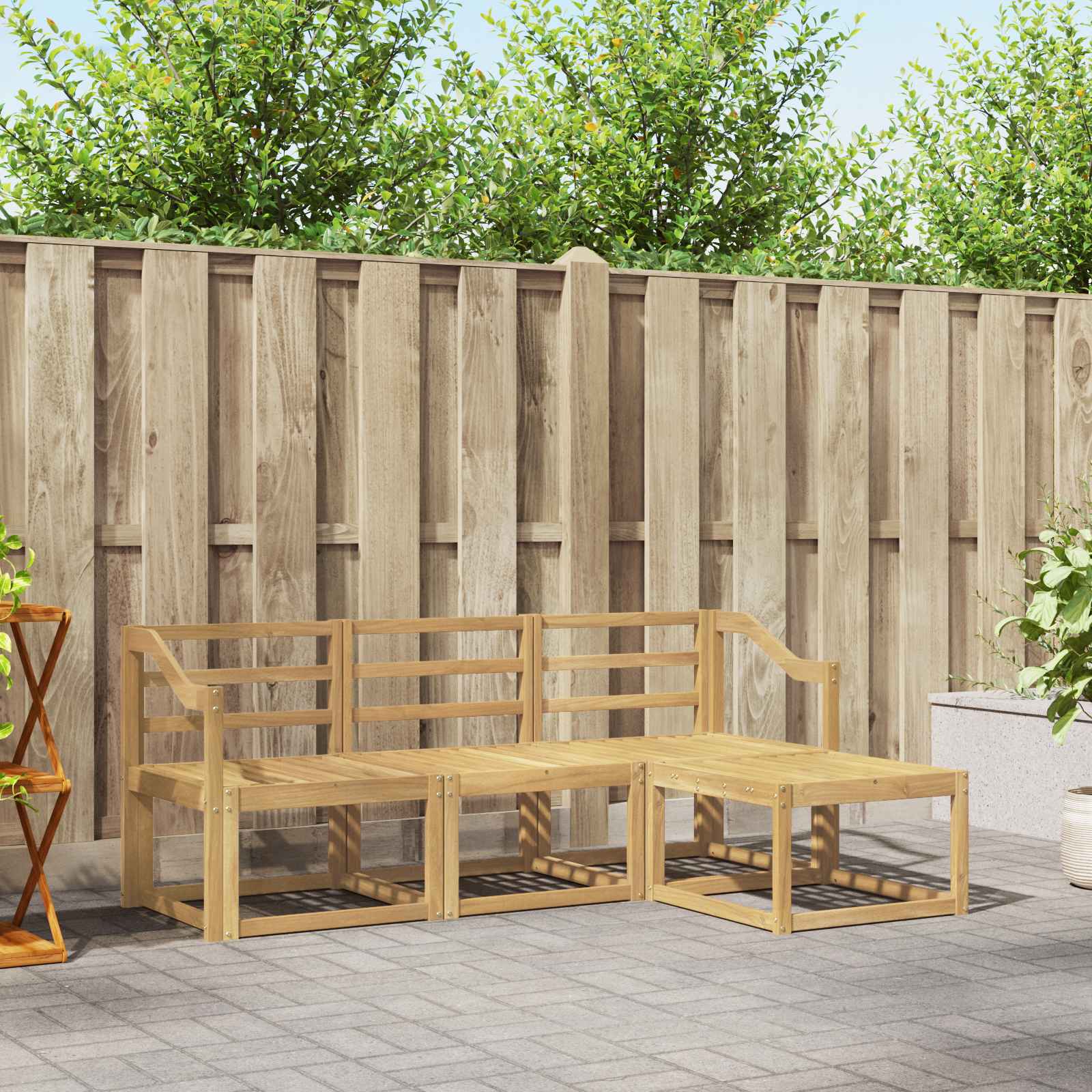 vidaXL Buiten bankenset 4 pcs Naturel