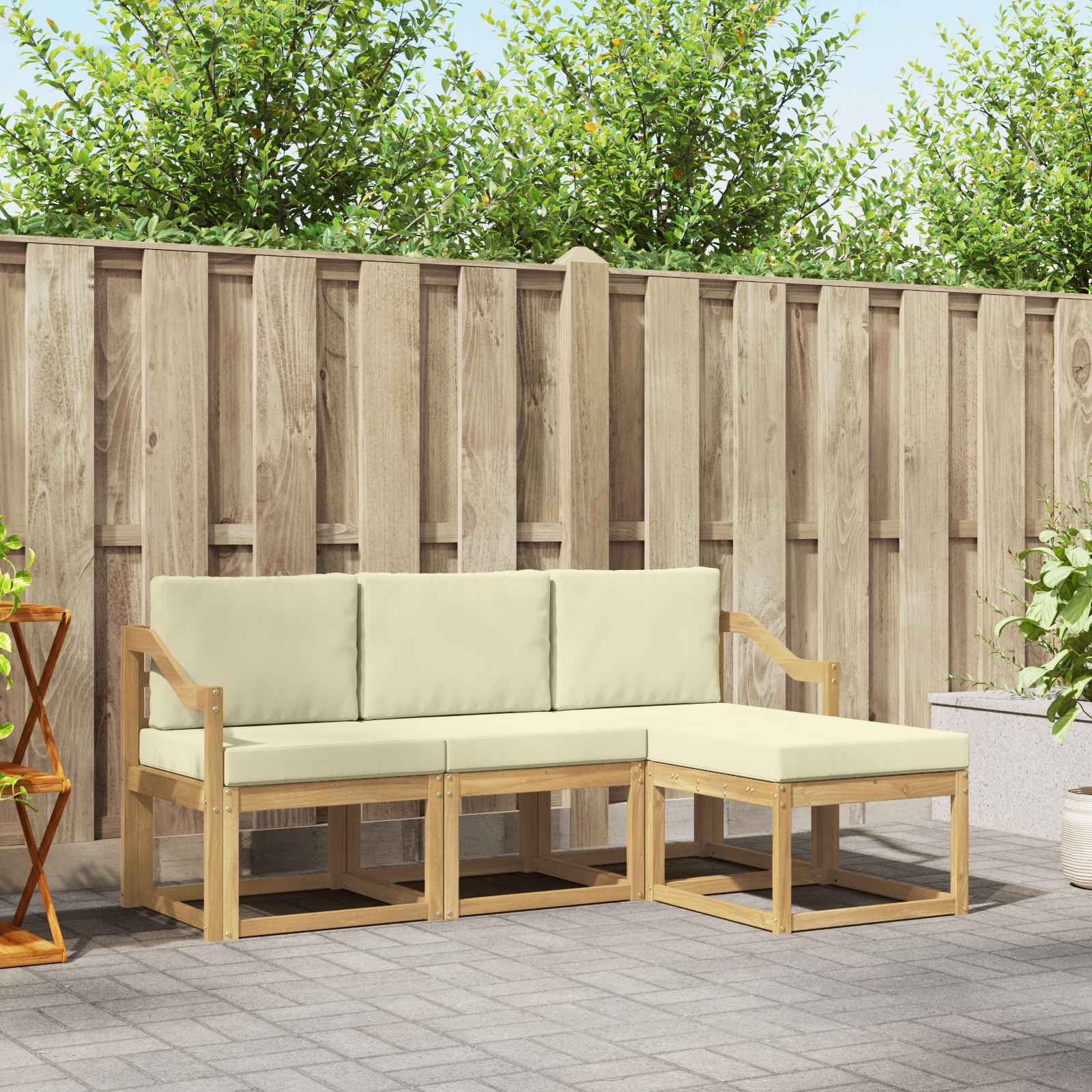 vidaXL Buiten bankenset 4 pcs Naturel