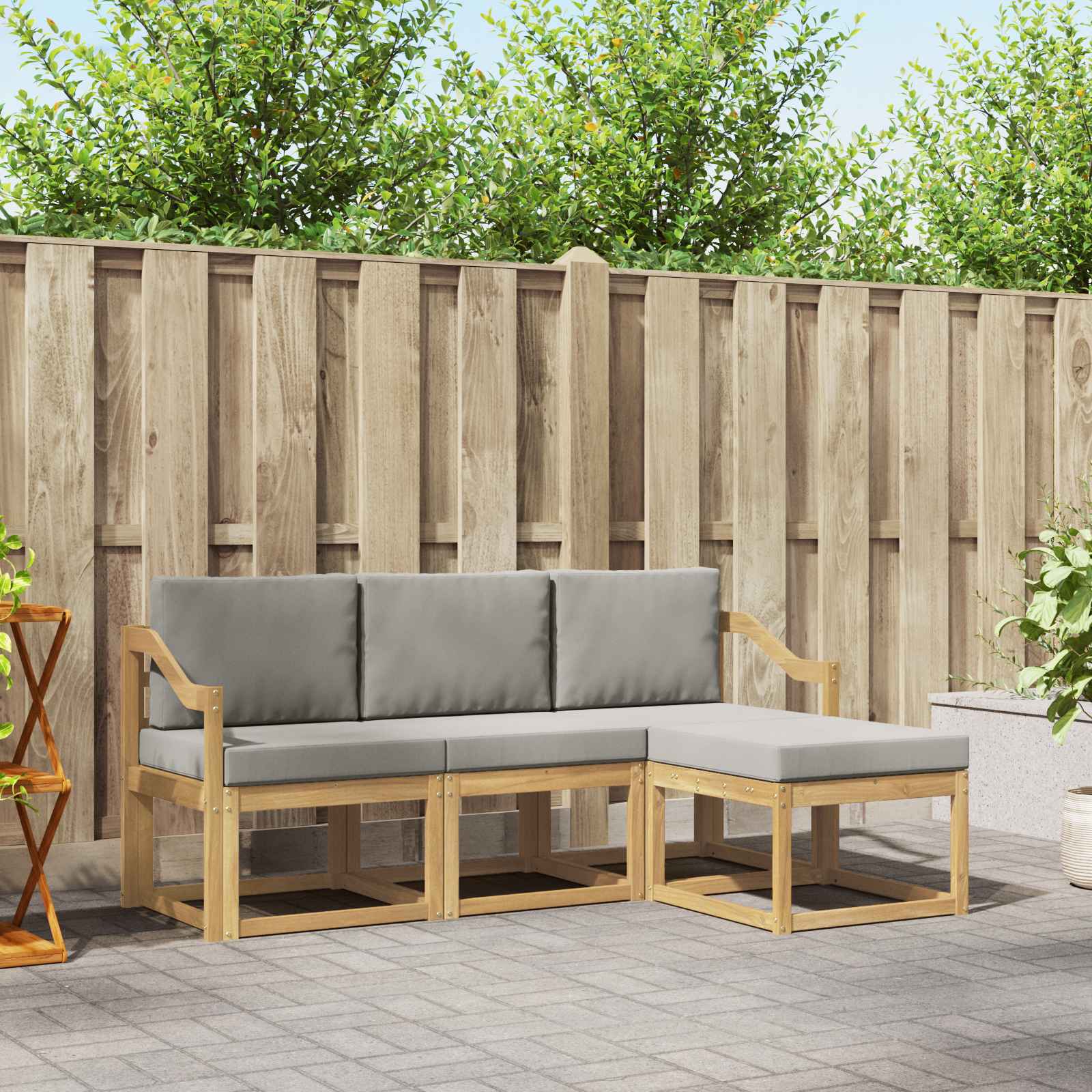 vidaXL Buiten bankenset 4 pcs Naturel