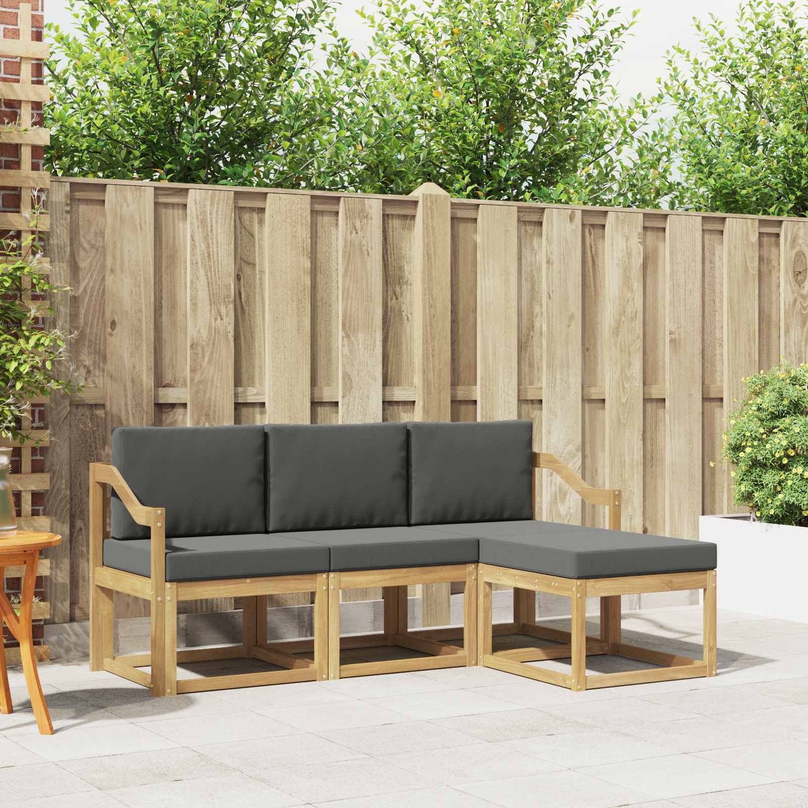 vidaXL Buiten bankenset 4 pcs Naturel
