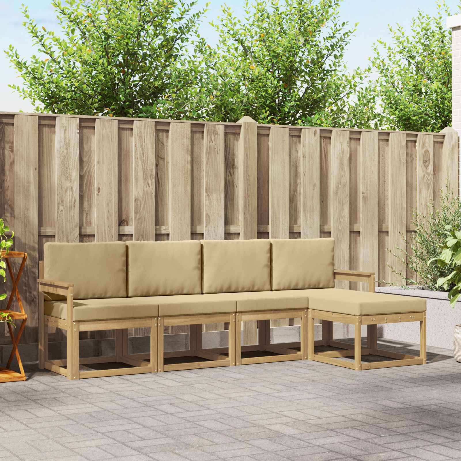 vidaXL Buiten bankenset 5 pcs Naturel Massief Acaciahout