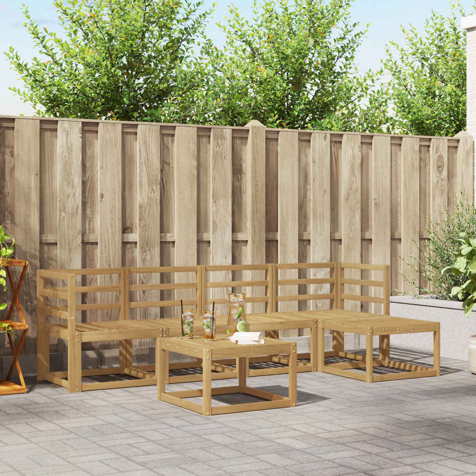 vidaXL Buiten bankenset 6 pcs Naturel Massief Acaciahout