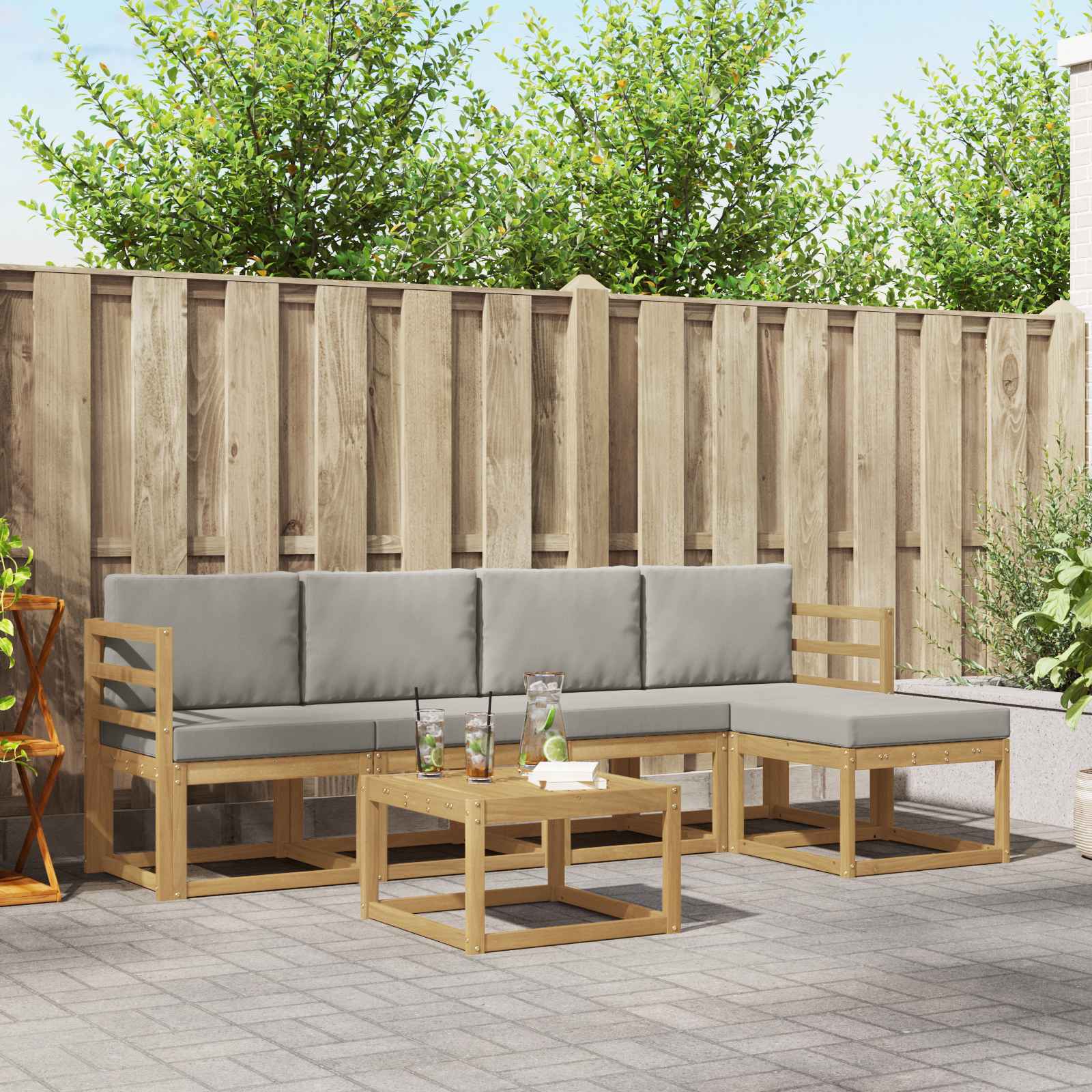 vidaXL Buiten bankenset 6 pcs Naturel Massief Acaciahout