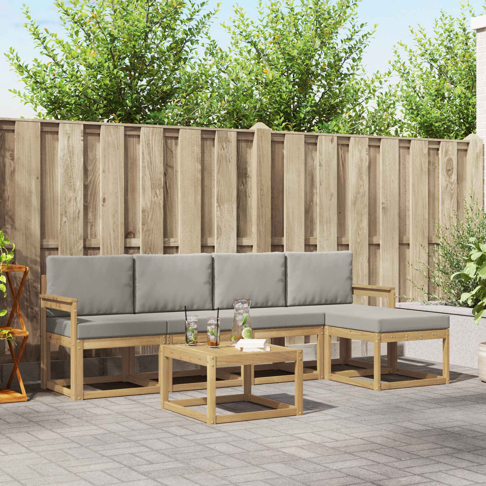 vidaXL Buiten bankenset 6 pcs Naturel Massief Acaciahout