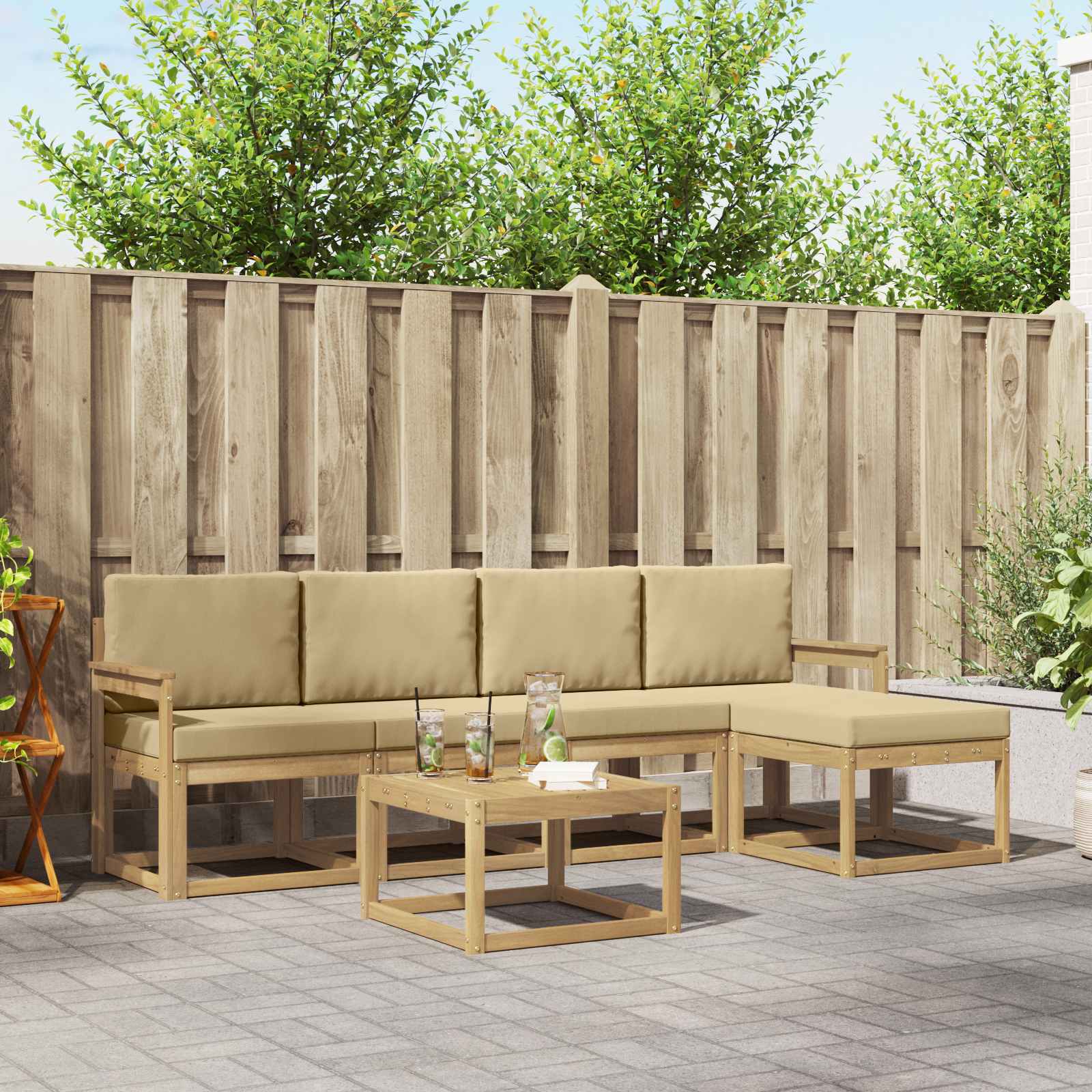 vidaXL Buiten bankenset 6 pcs Naturel Massief Acaciahout