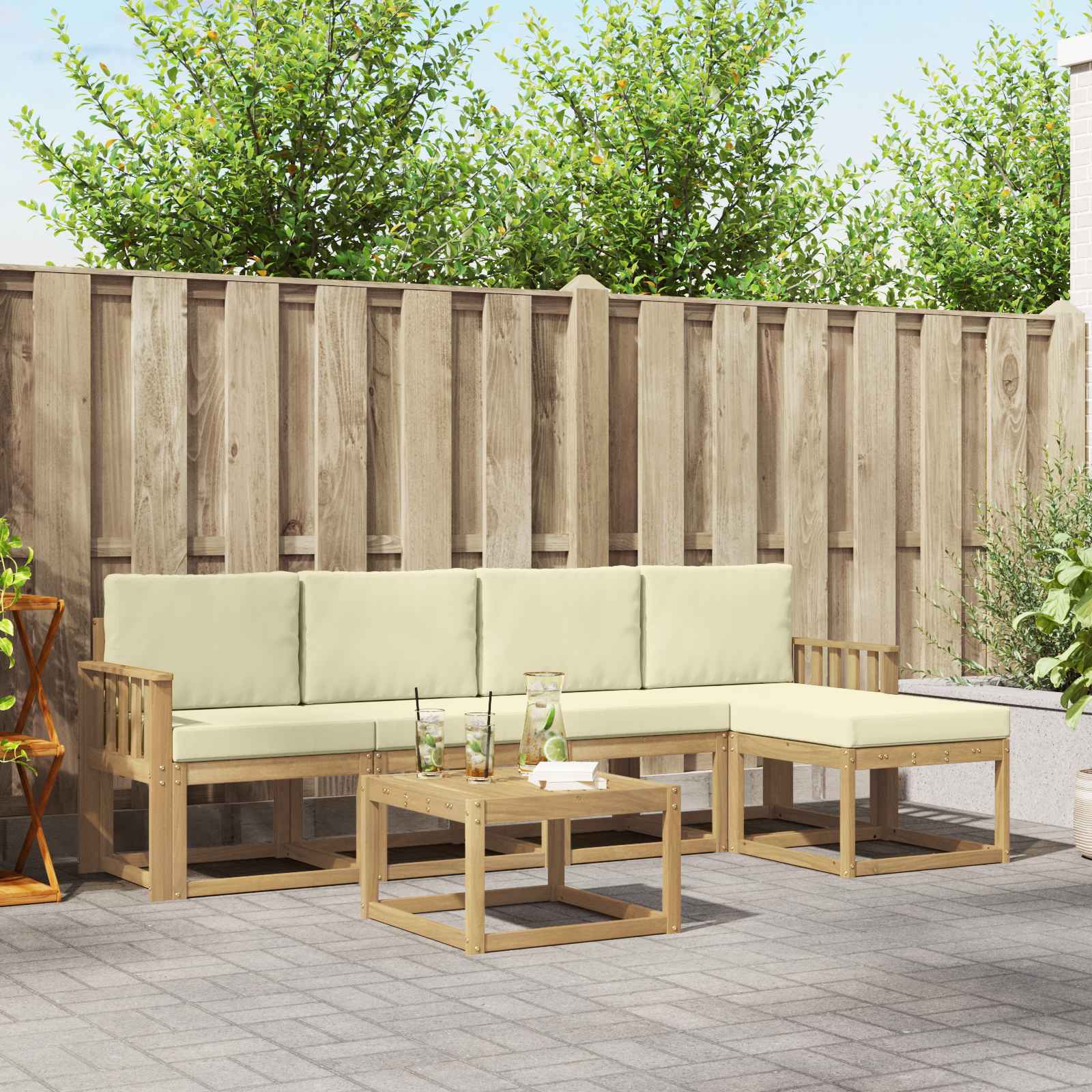 vidaXL Buiten bankenset 6 pcs Naturel Massief Acaciahout