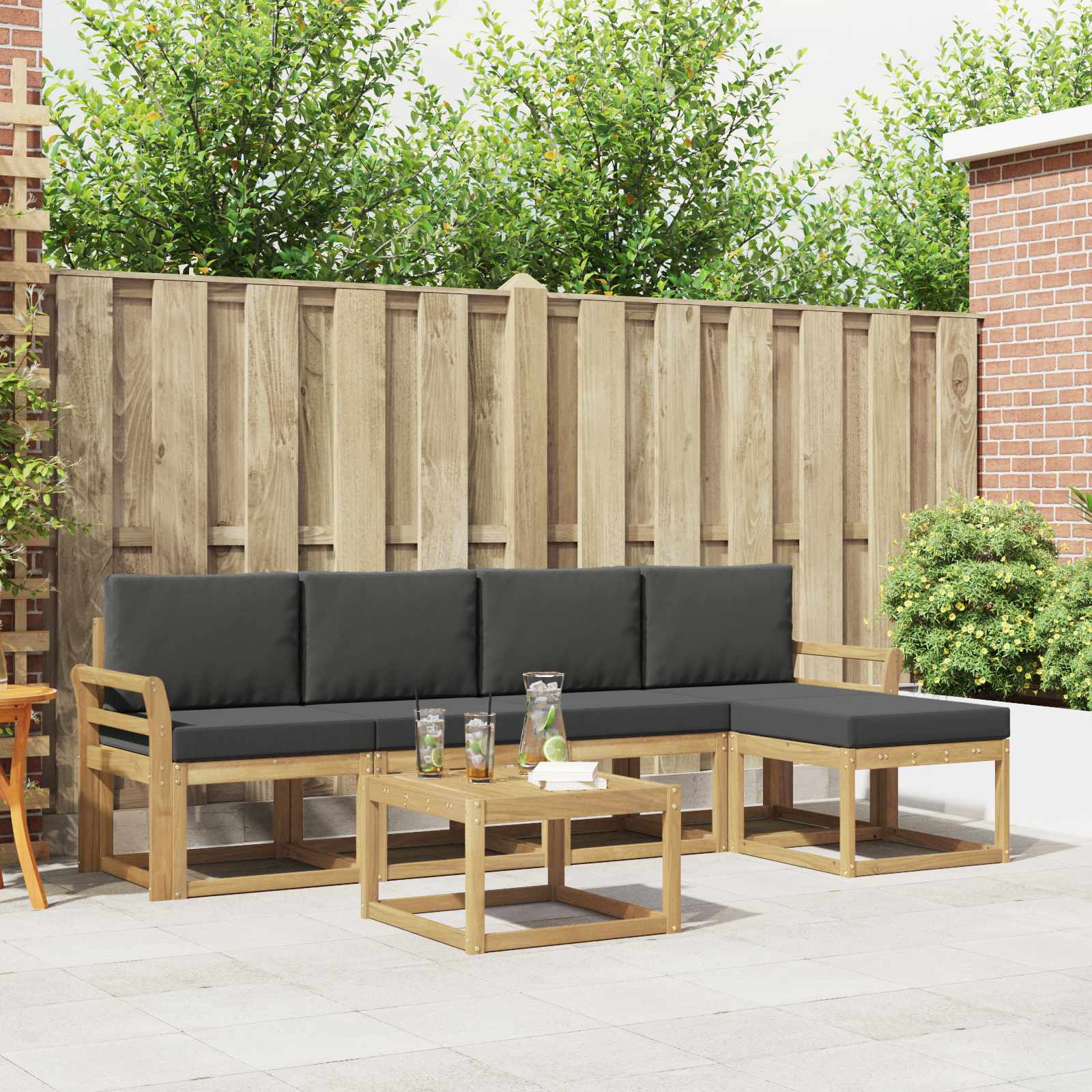 vidaXL Buiten bankenset 6 pcs Naturel Massief Acaciahout