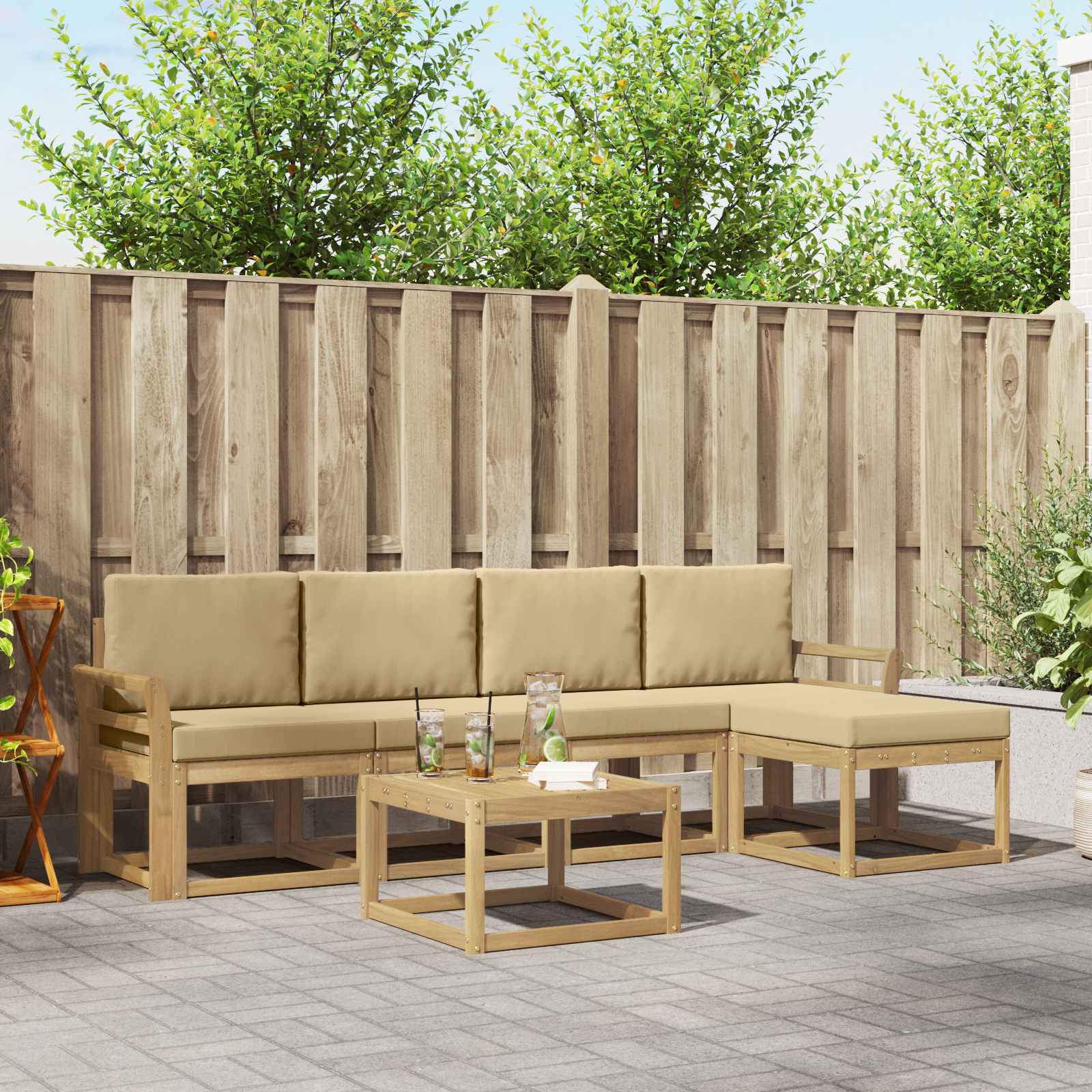 vidaXL Buiten bankenset 6 pcs Naturel Massief Acaciahout