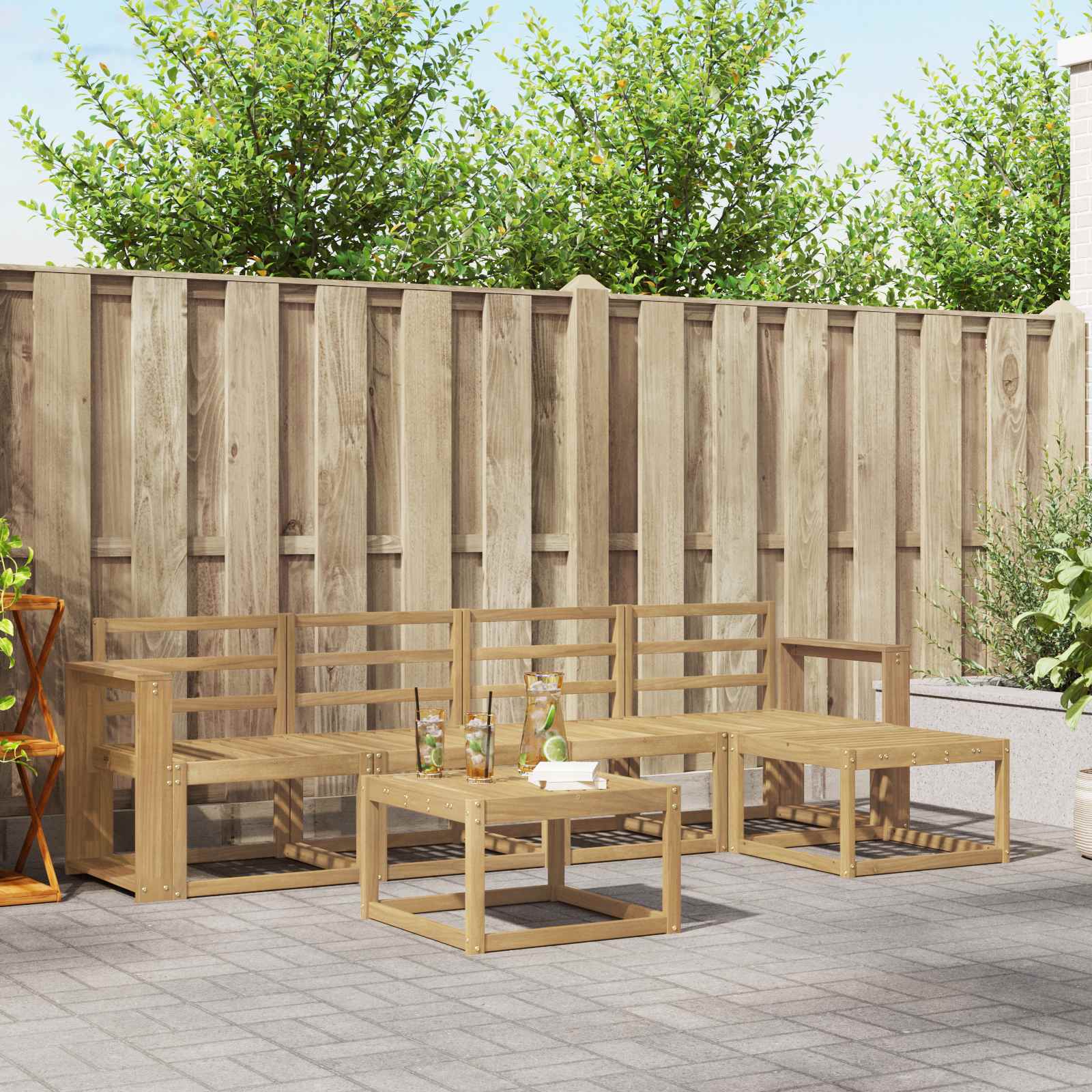 vidaXL Buiten bankenset 6 pcs Naturel Massief Acaciahout