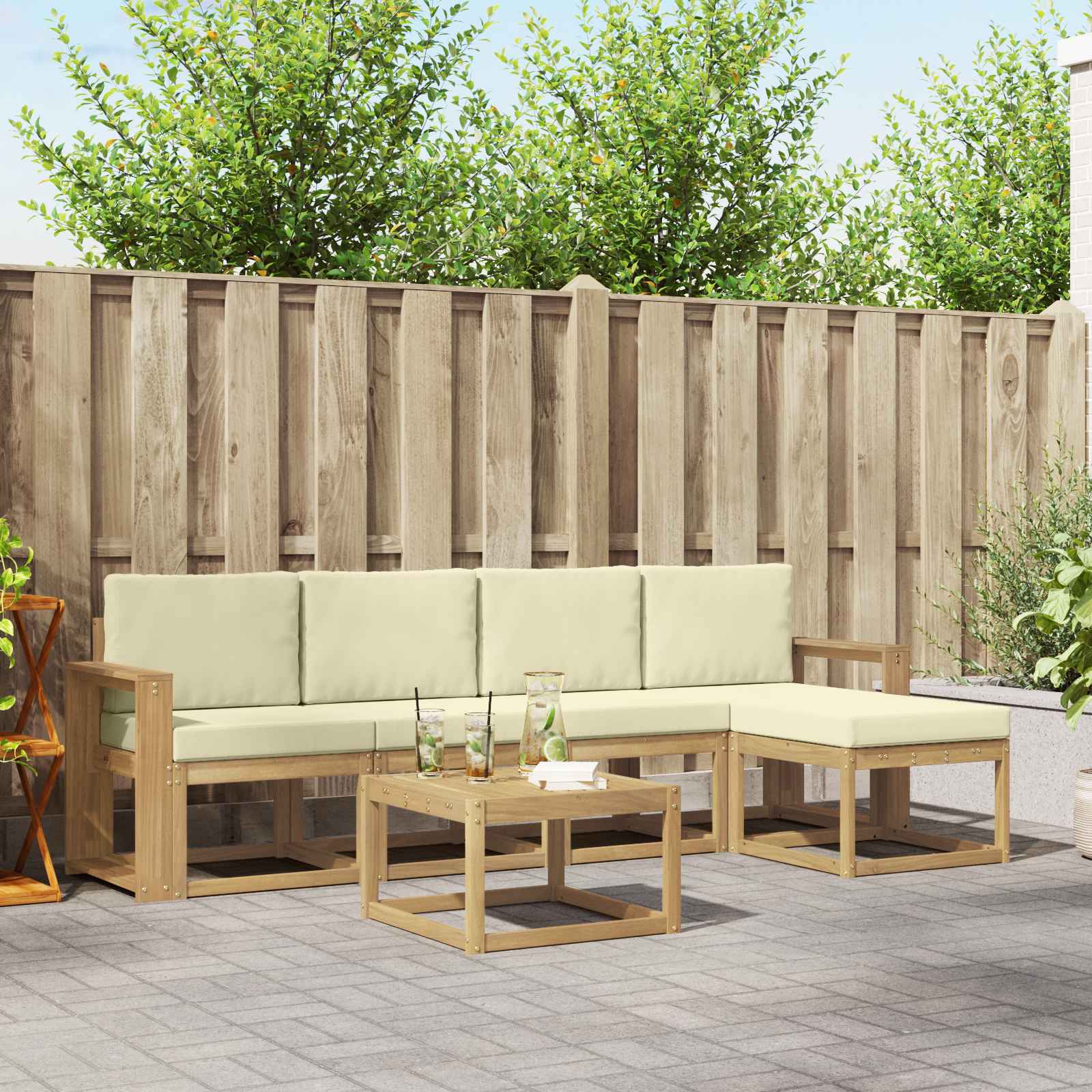 vidaXL Buiten bankenset 6 pcs Naturel Massief Acaciahout