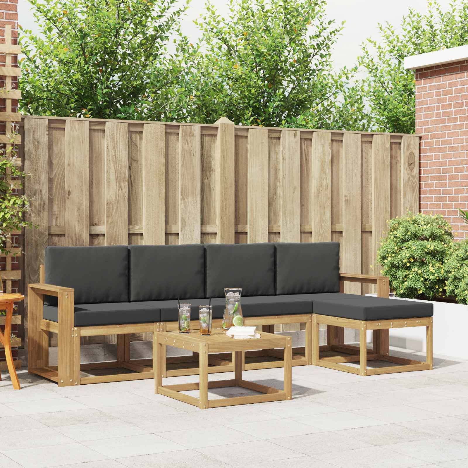 vidaXL Buiten bankenset 6 pcs Naturel Massief Acaciahout