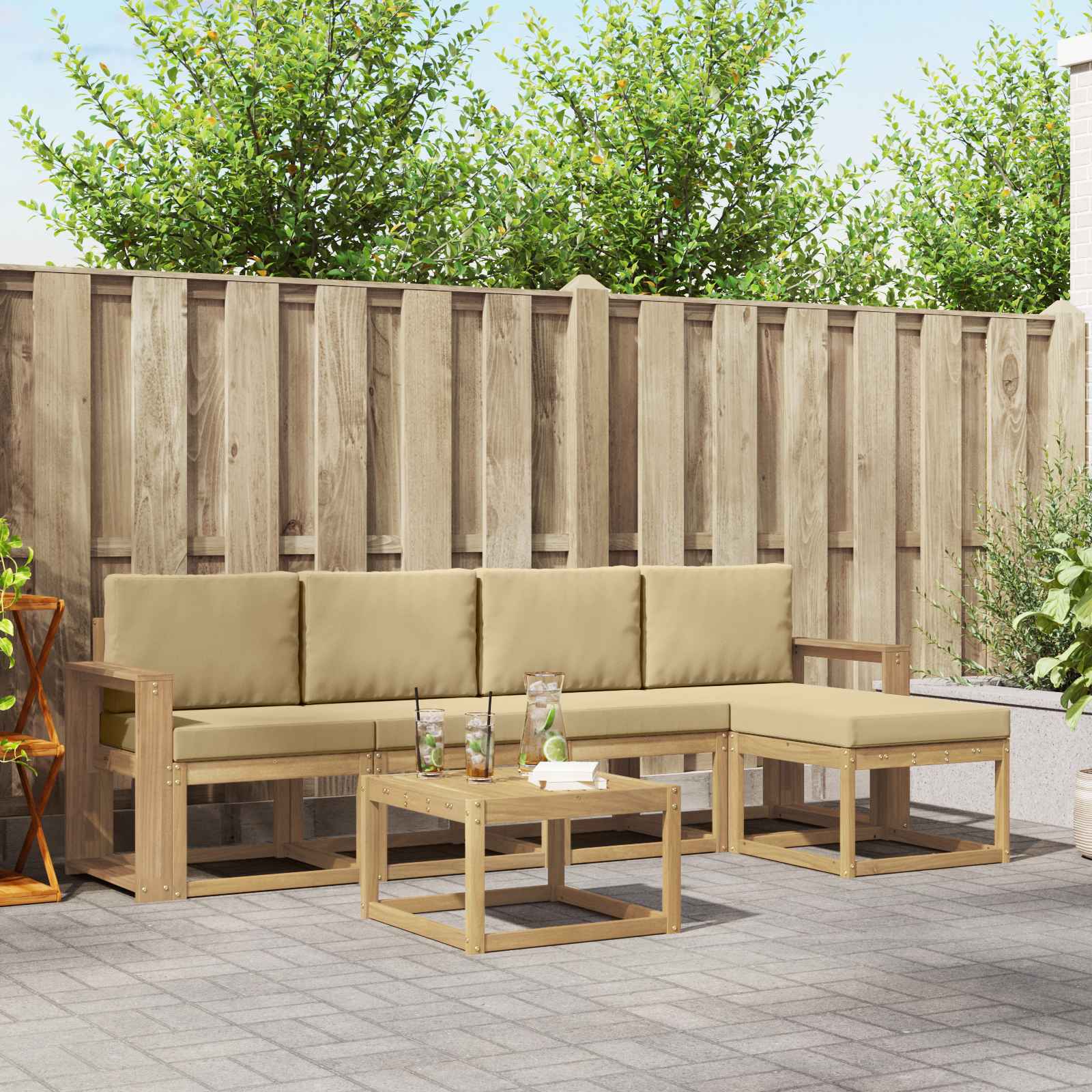 vidaXL Buiten bankenset 6 pcs Naturel Massief Acaciahout