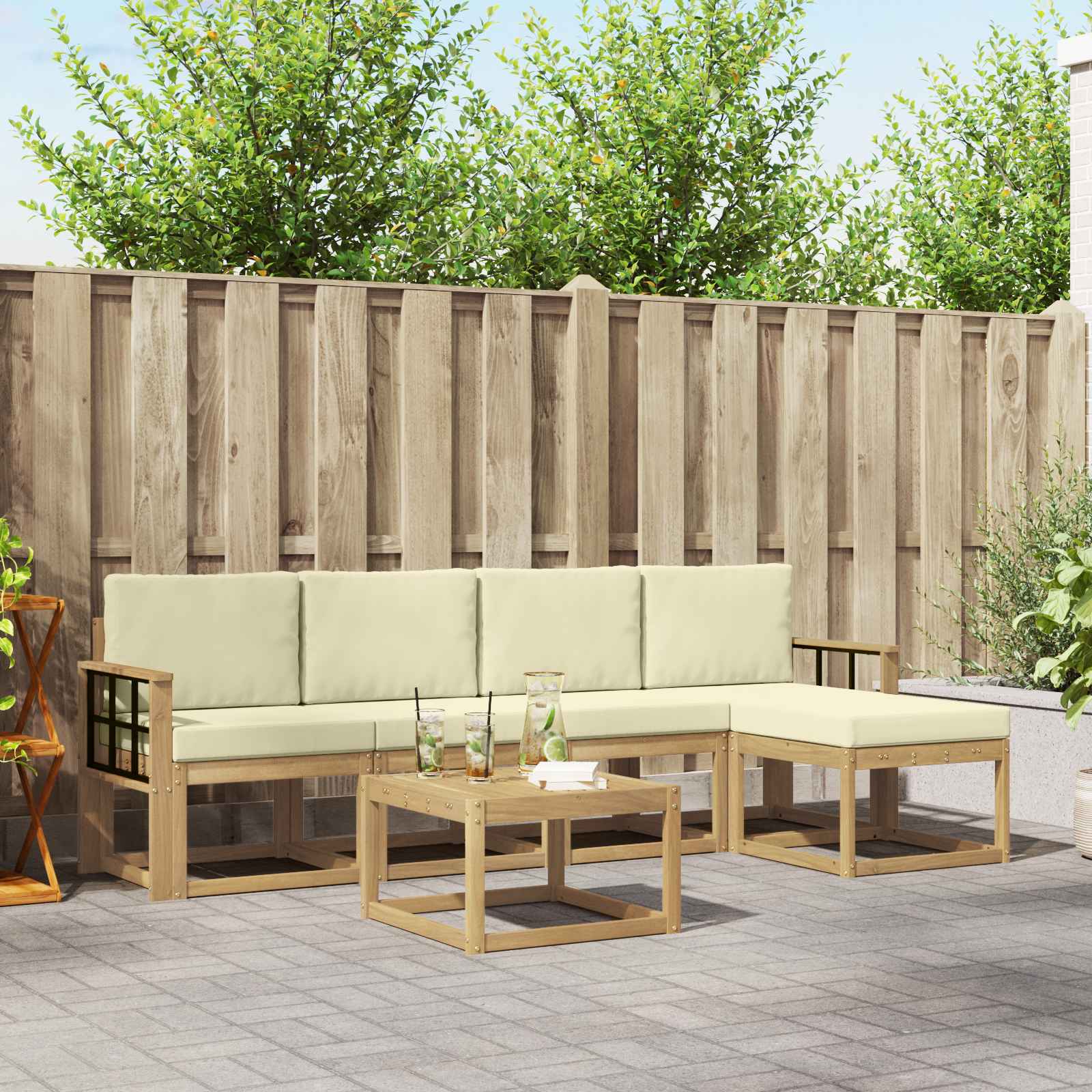 vidaXL Buiten bankenset 6 pcs Naturel Massief Acaciahout