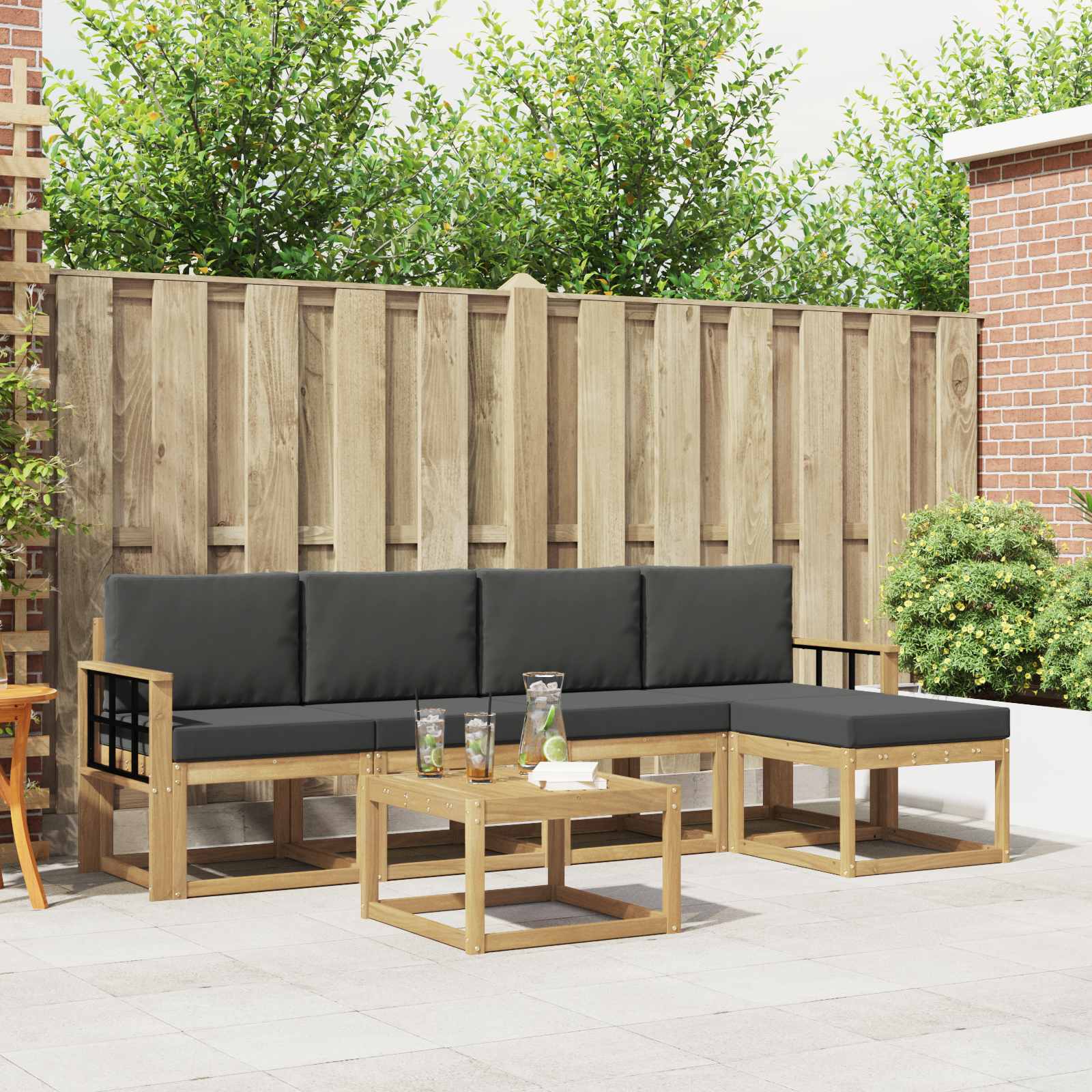 vidaXL Buiten bankenset 6 pcs Naturel Massief Acaciahout