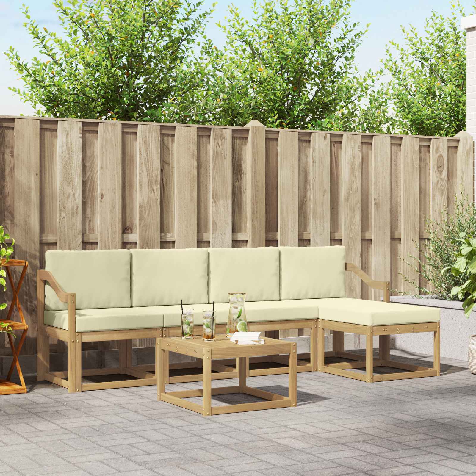 vidaXL Buiten bankenset 6 pcs Naturel Massief Acaciahout