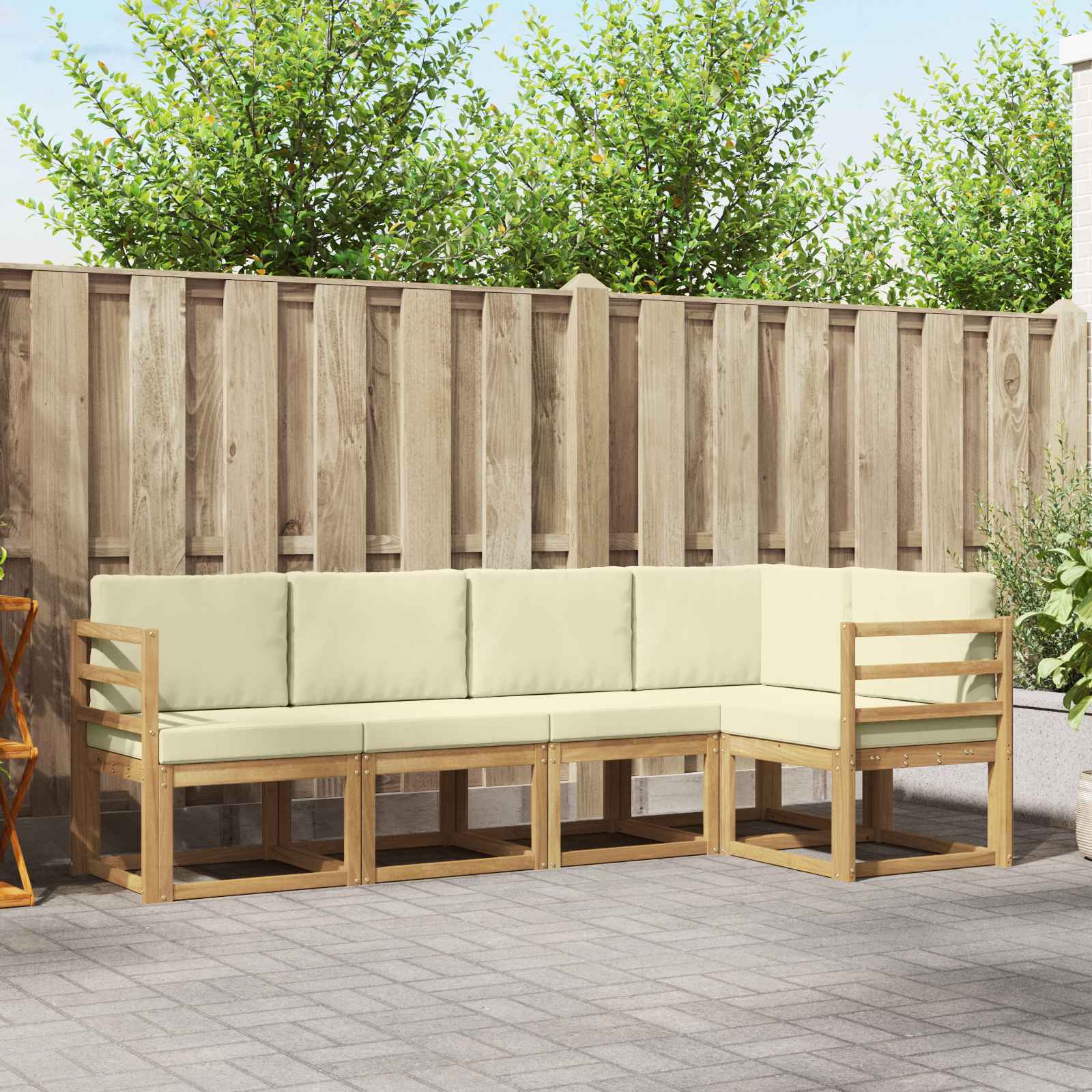 vidaXL Bankstel 5 pcs Naturel