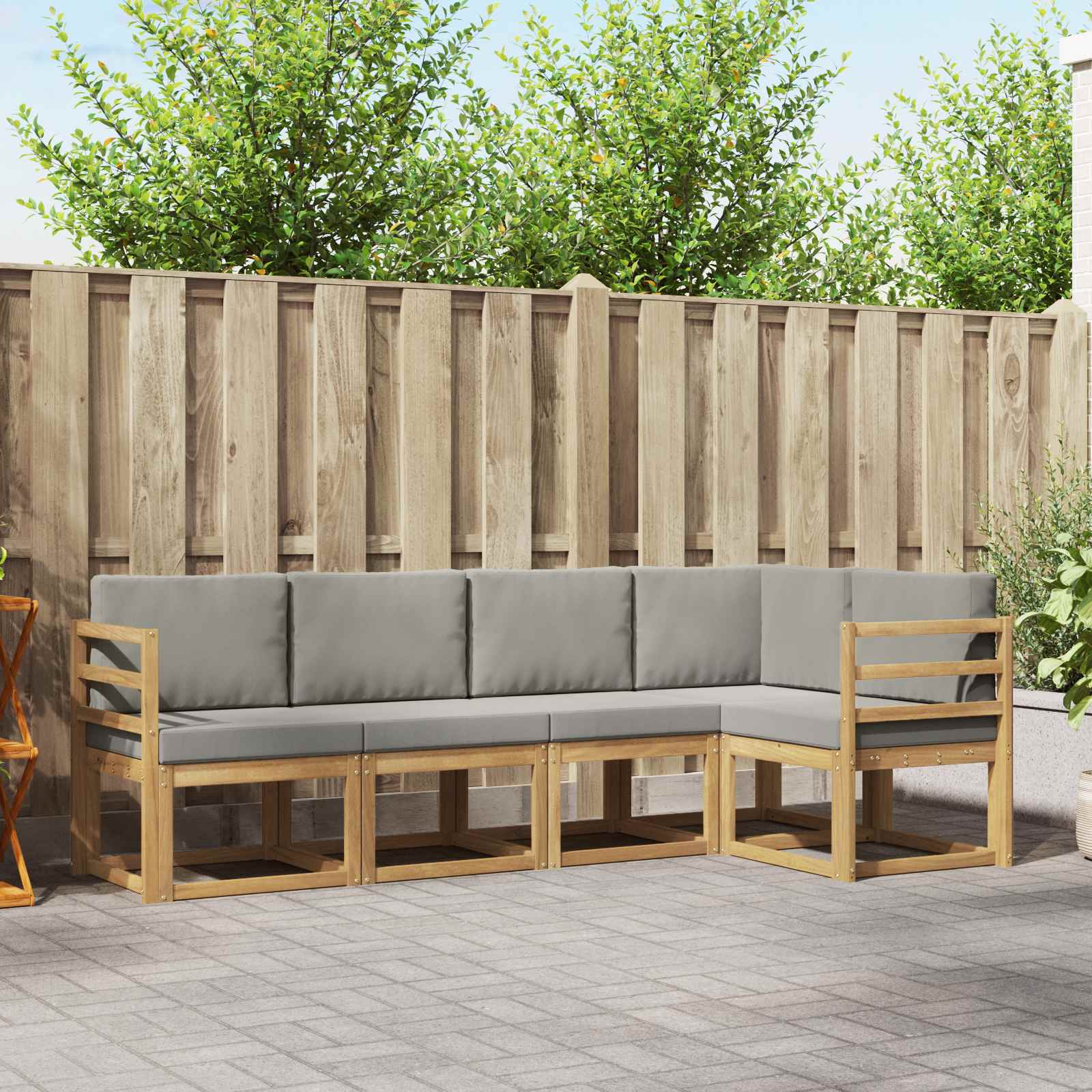 vidaXL Bankstel 5 pcs Naturel