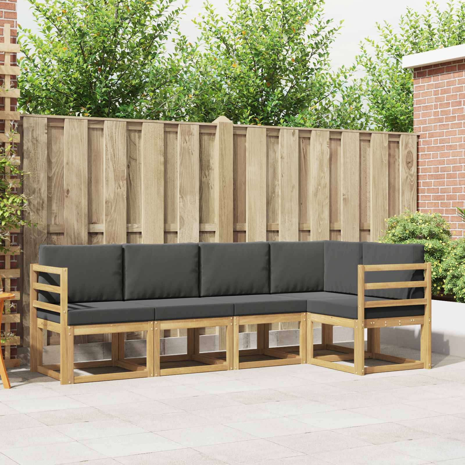 vidaXL Bankstel 5 pcs Naturel