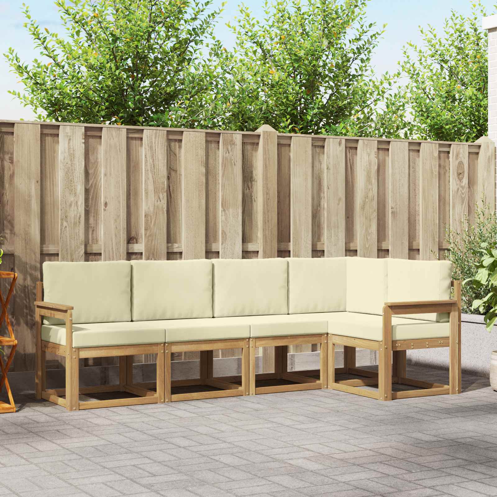 vidaXL Bankstel 5 pcs Naturel