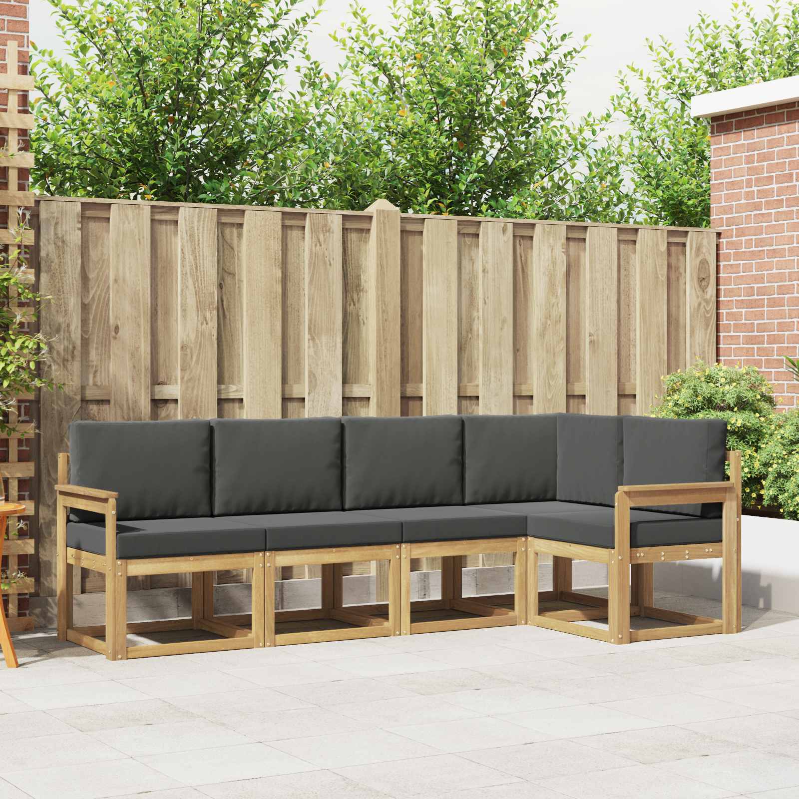 vidaXL Bankstel 5 pcs Naturel