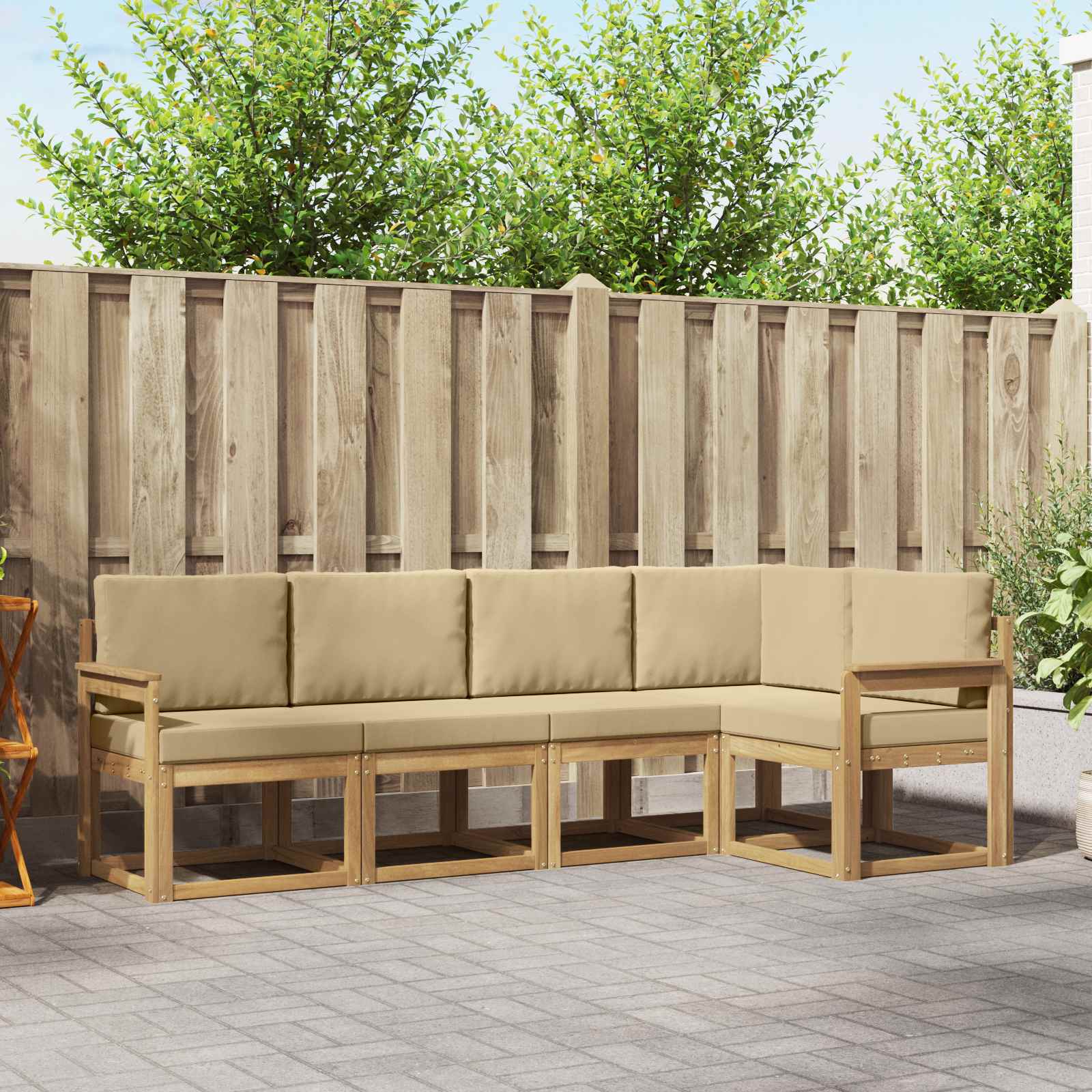 vidaXL Bankstel 5 pcs Naturel