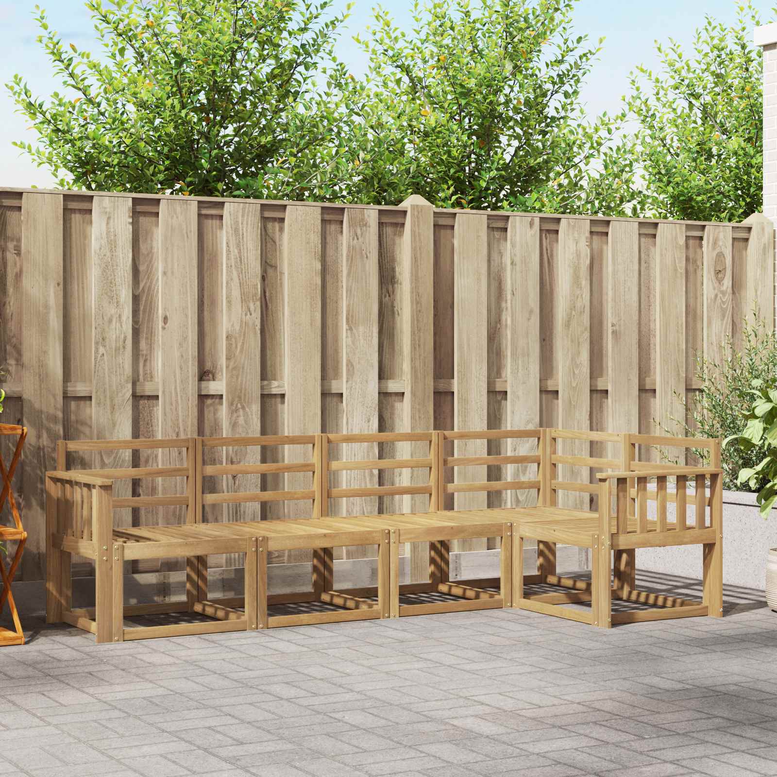 vidaXL Bankstel 5 pcs Naturel
