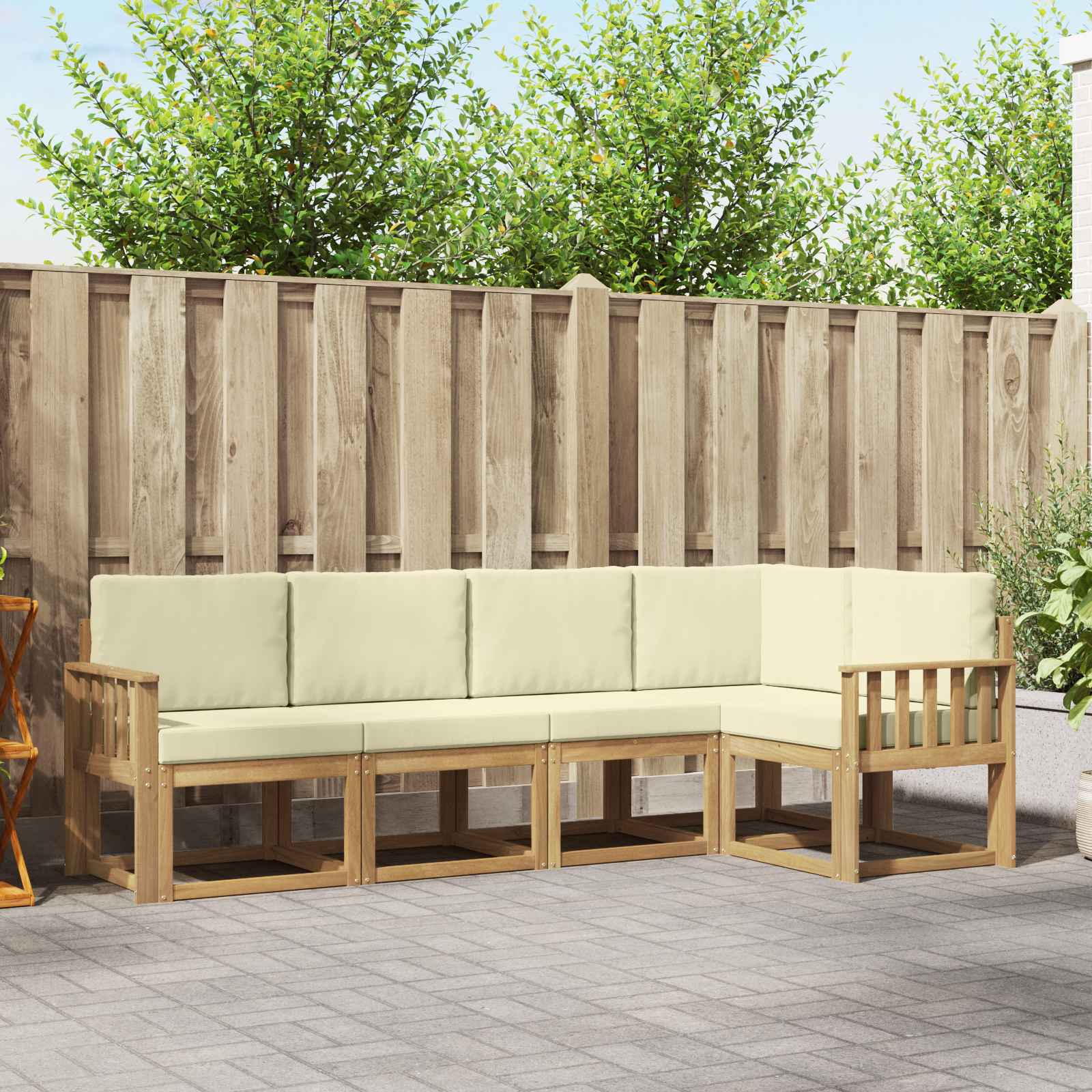 vidaXL Bankstel 5 pcs Naturel