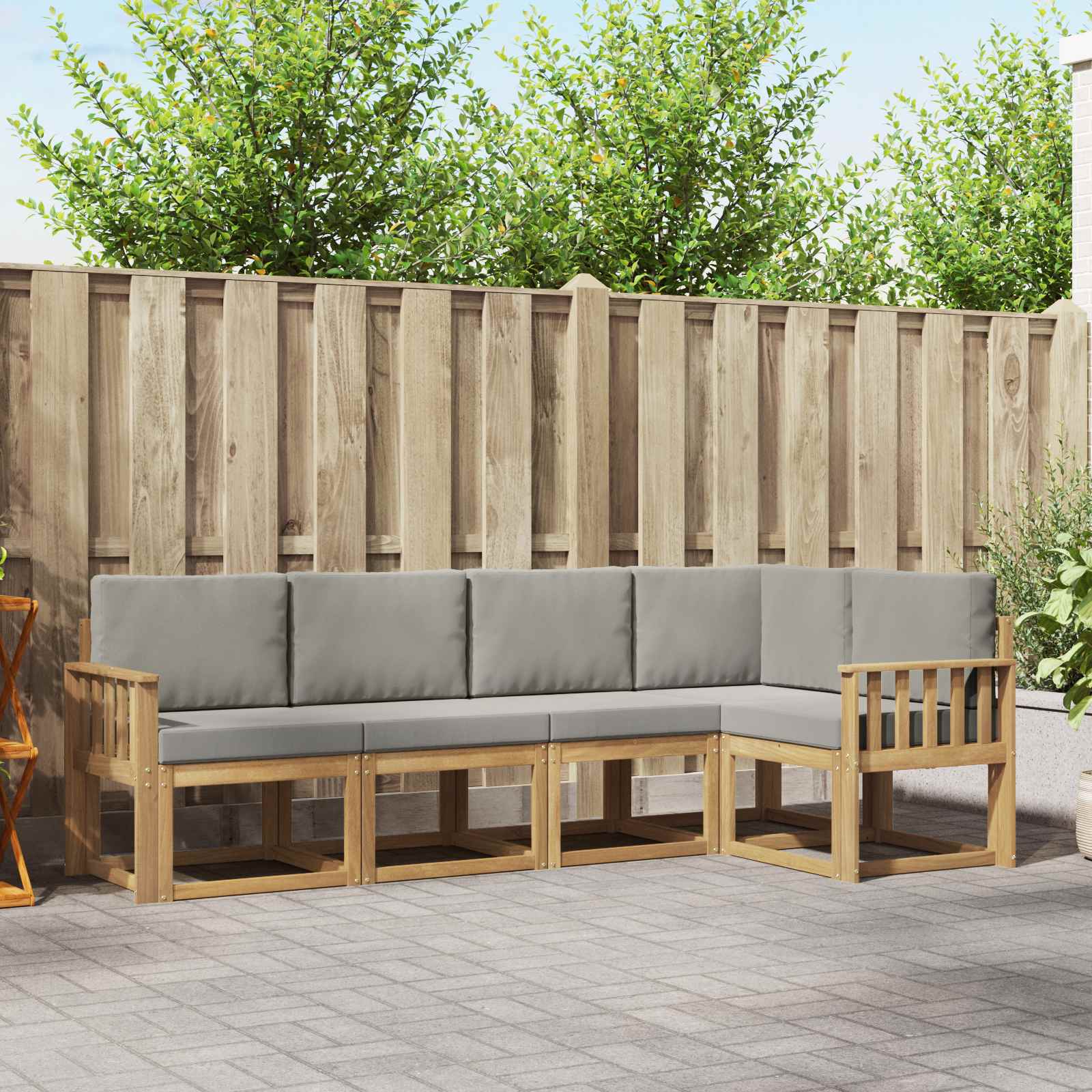 vidaXL Bankstel 5 pcs Naturel