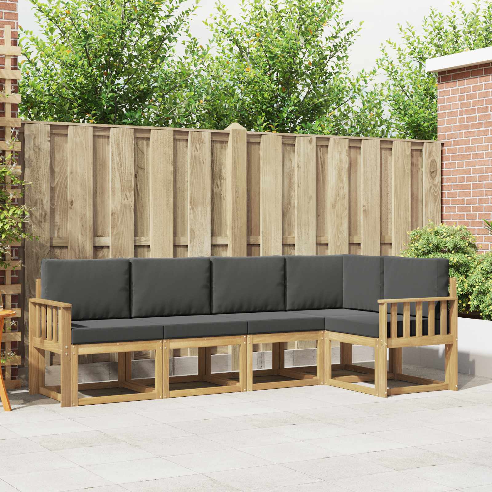 vidaXL Bankstel 5 pcs Naturel