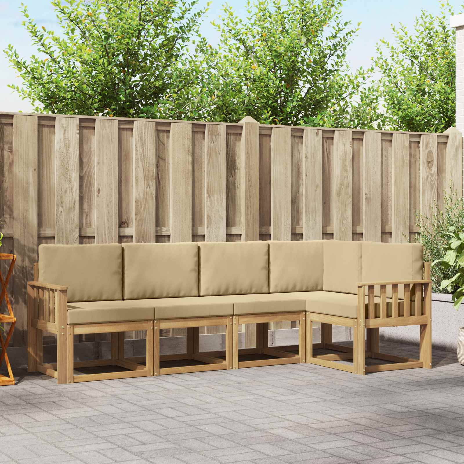 vidaXL Bankstel 5 pcs Naturel