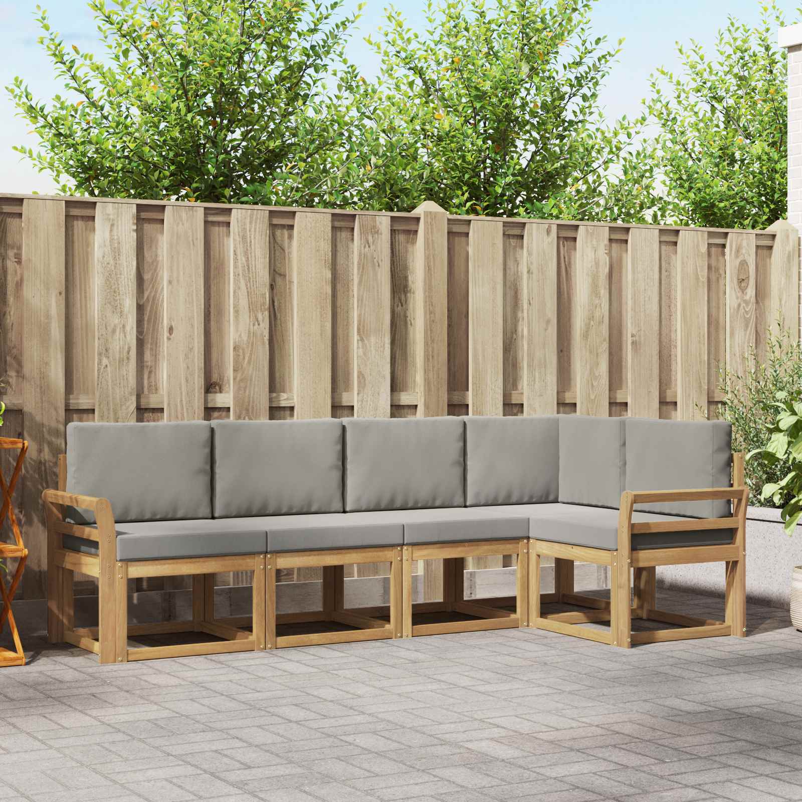 vidaXL Bankstel 5 pcs Naturel