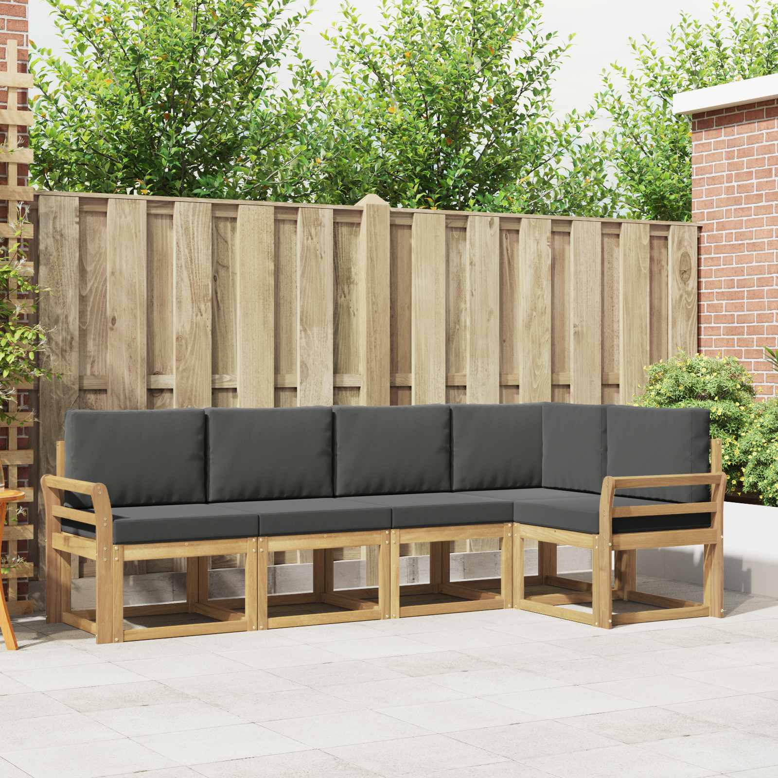 vidaXL Bankstel 5 pcs Naturel