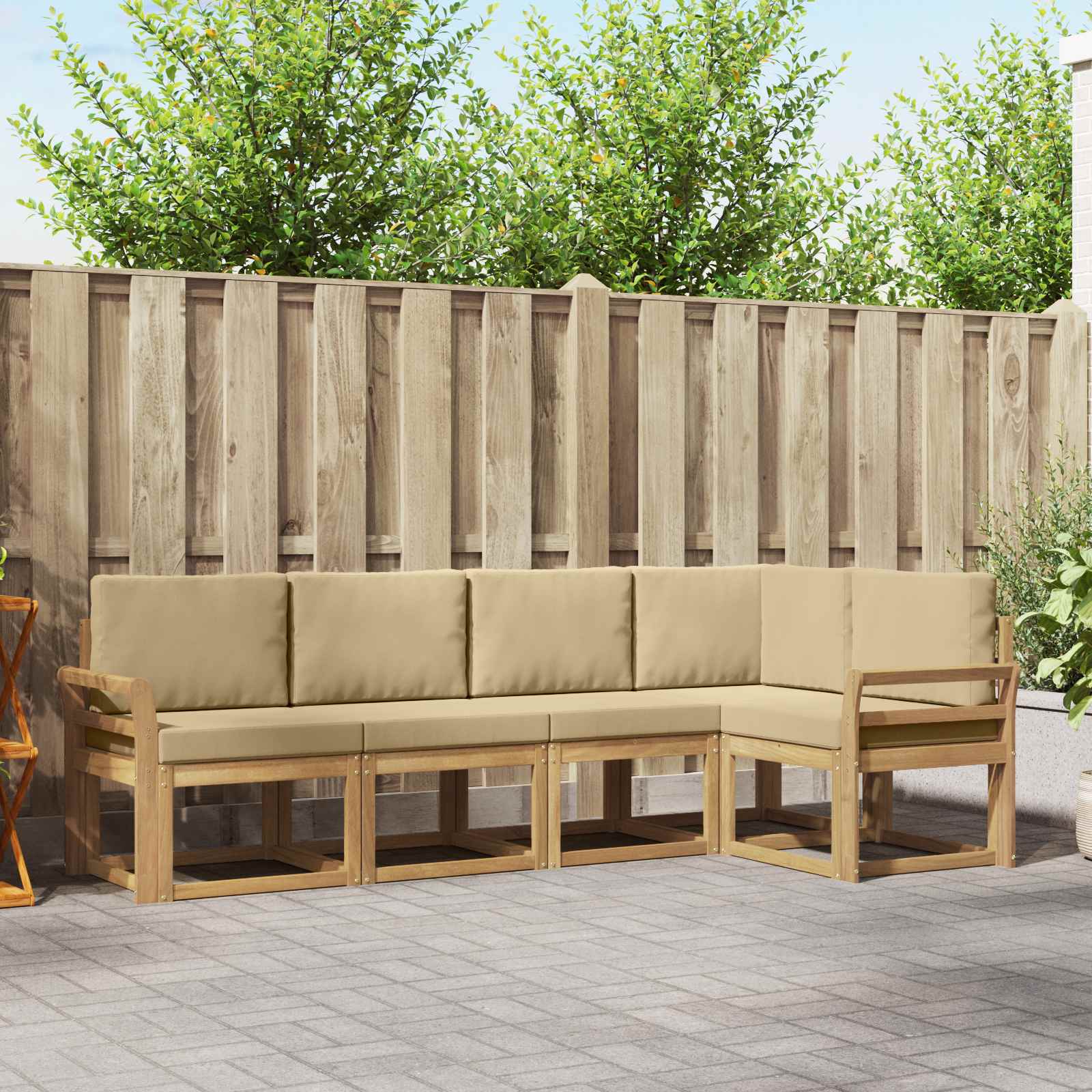 vidaXL Bankstel 5 pcs Naturel