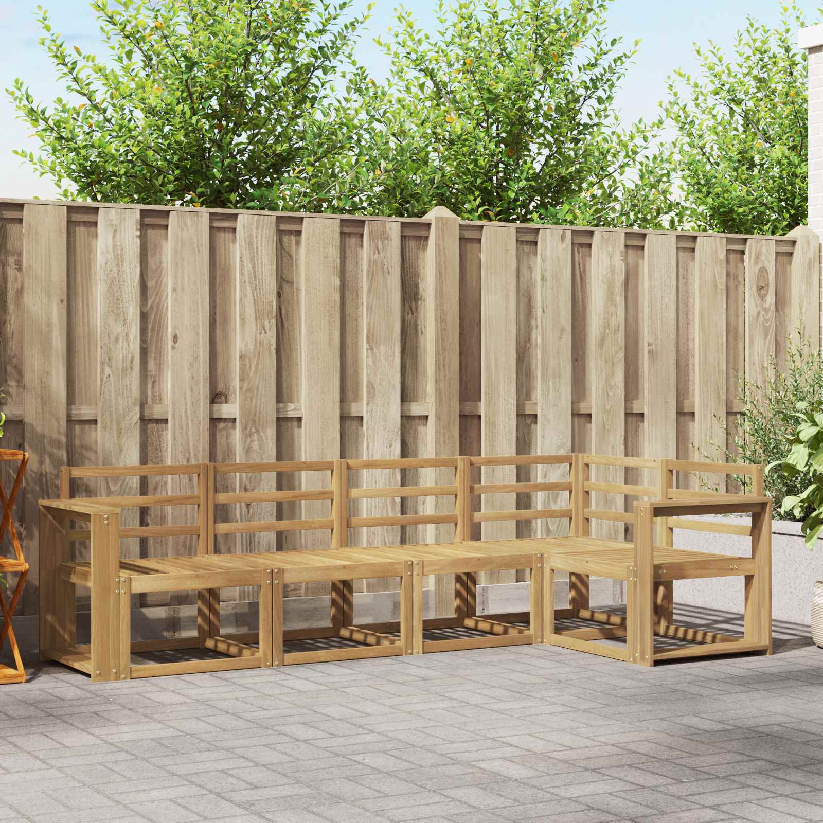 vidaXL Bankstel 5 pcs Naturel