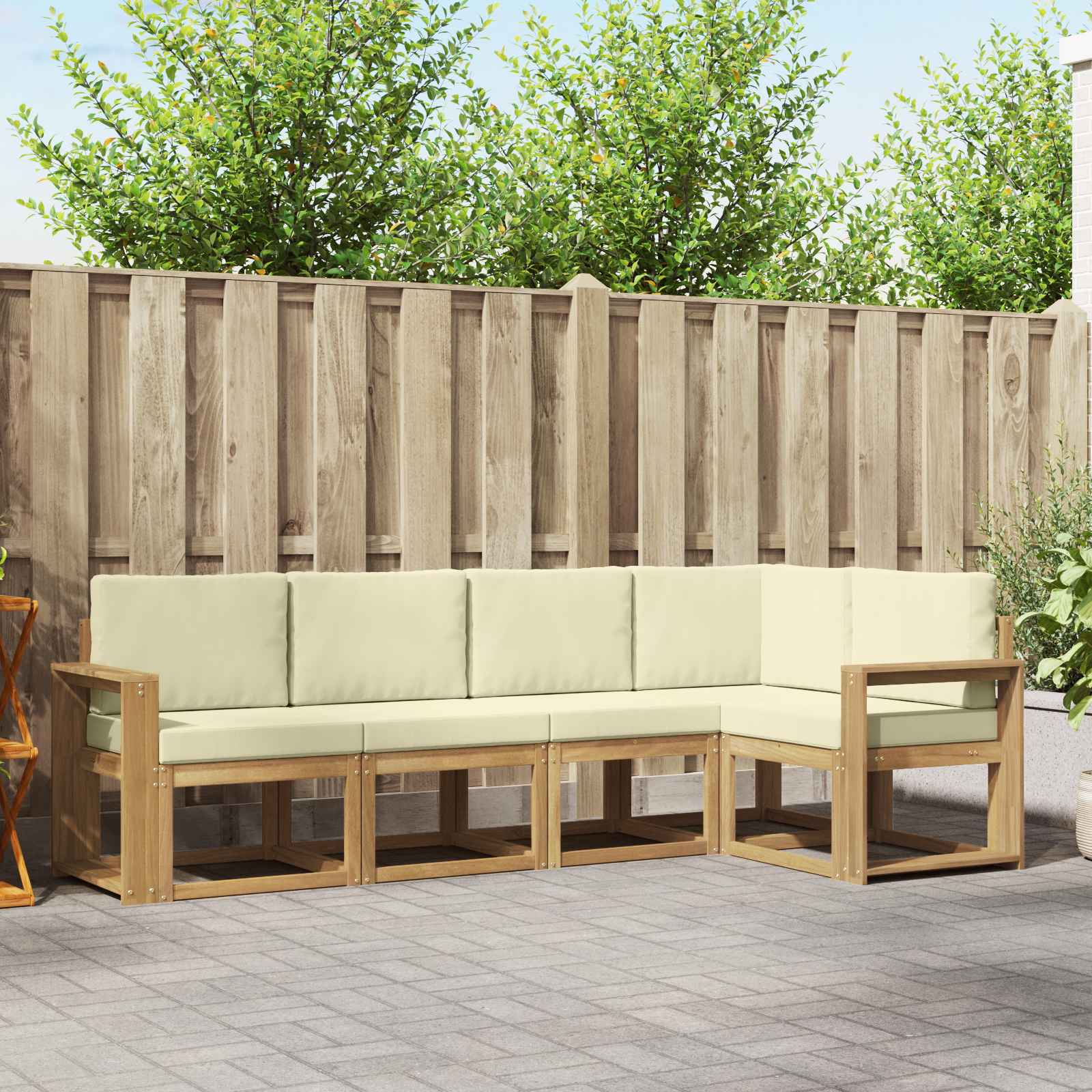 vidaXL Bankstel 5 pcs Naturel