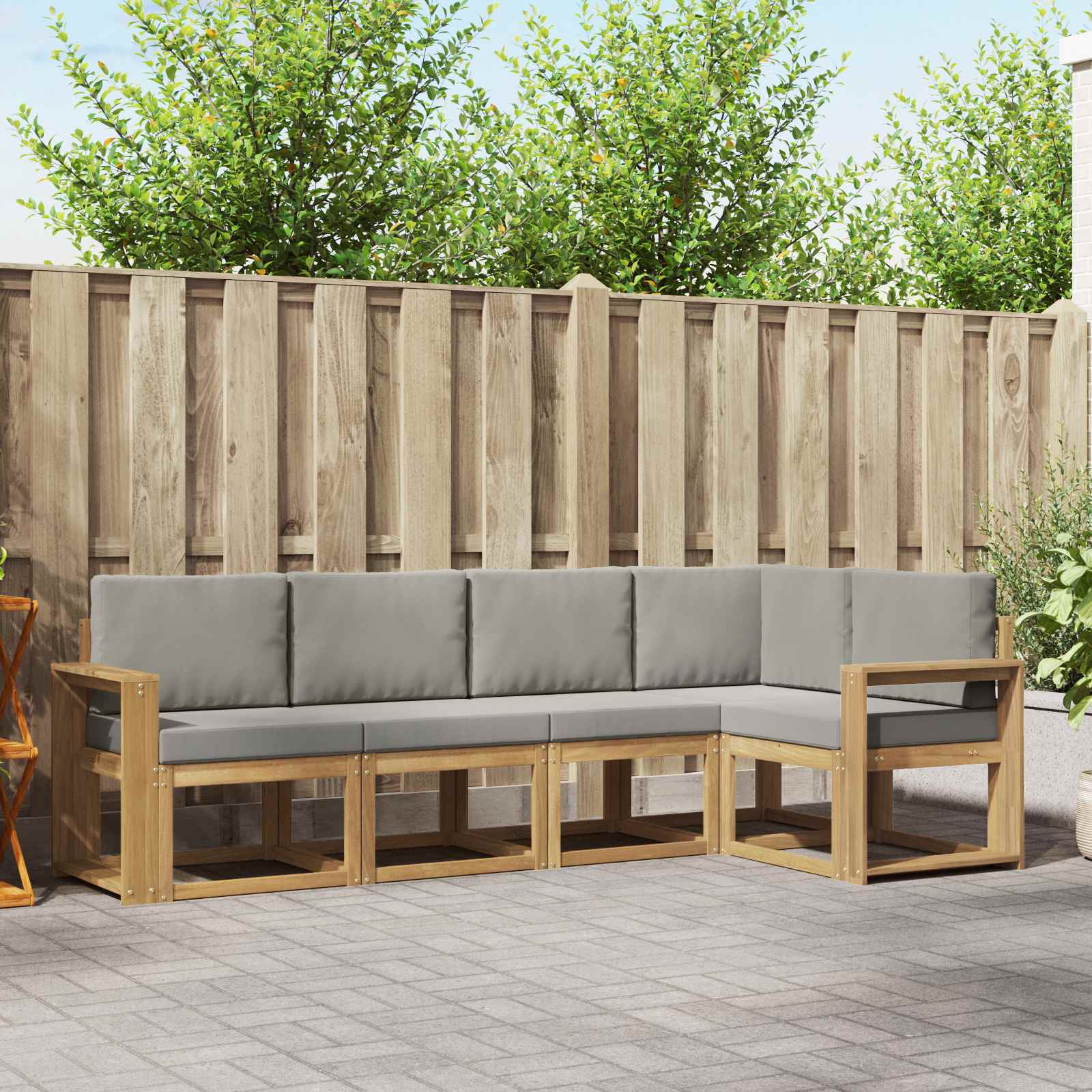 vidaXL Bankstel 5 pcs Naturel