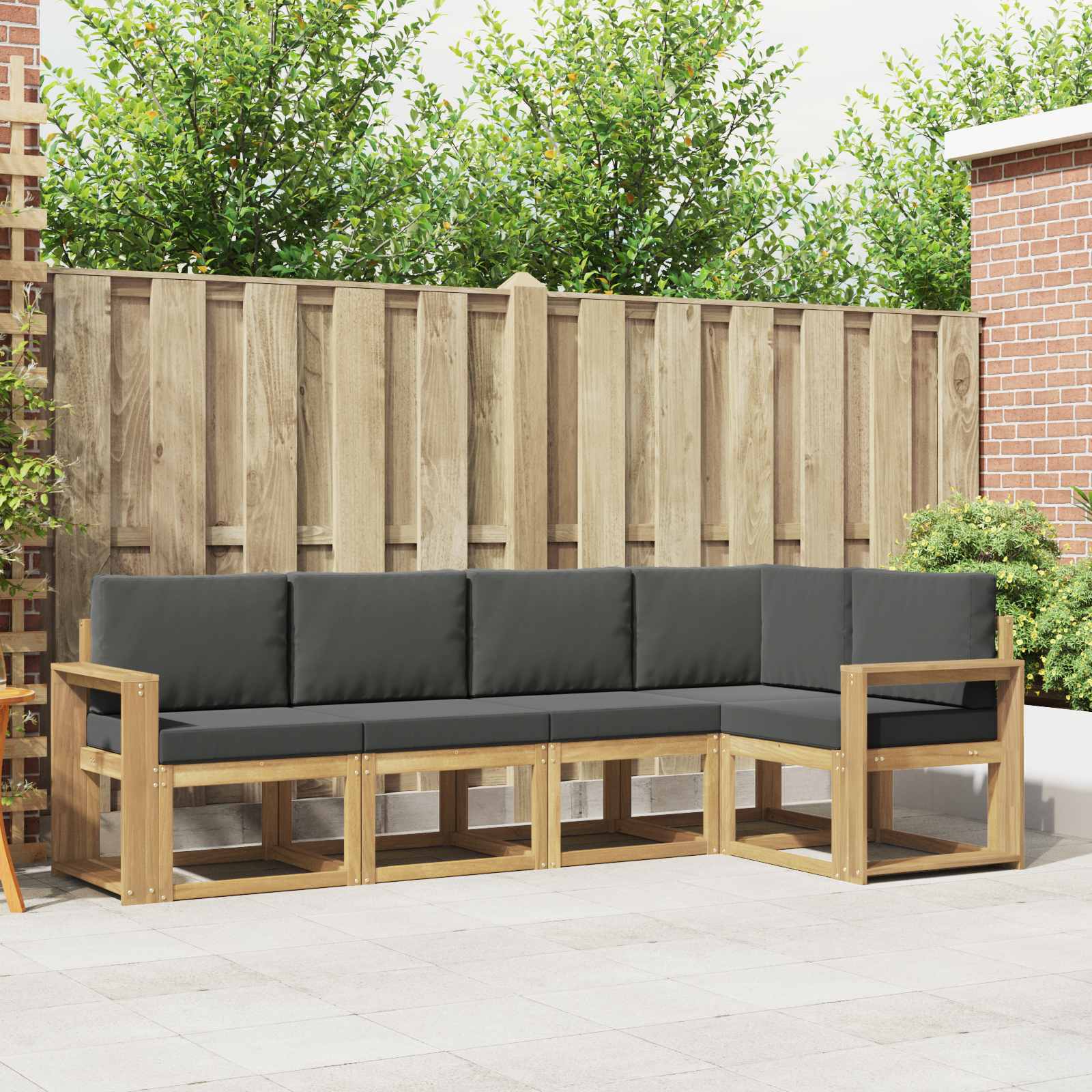 vidaXL Bankstel 5 pcs Naturel