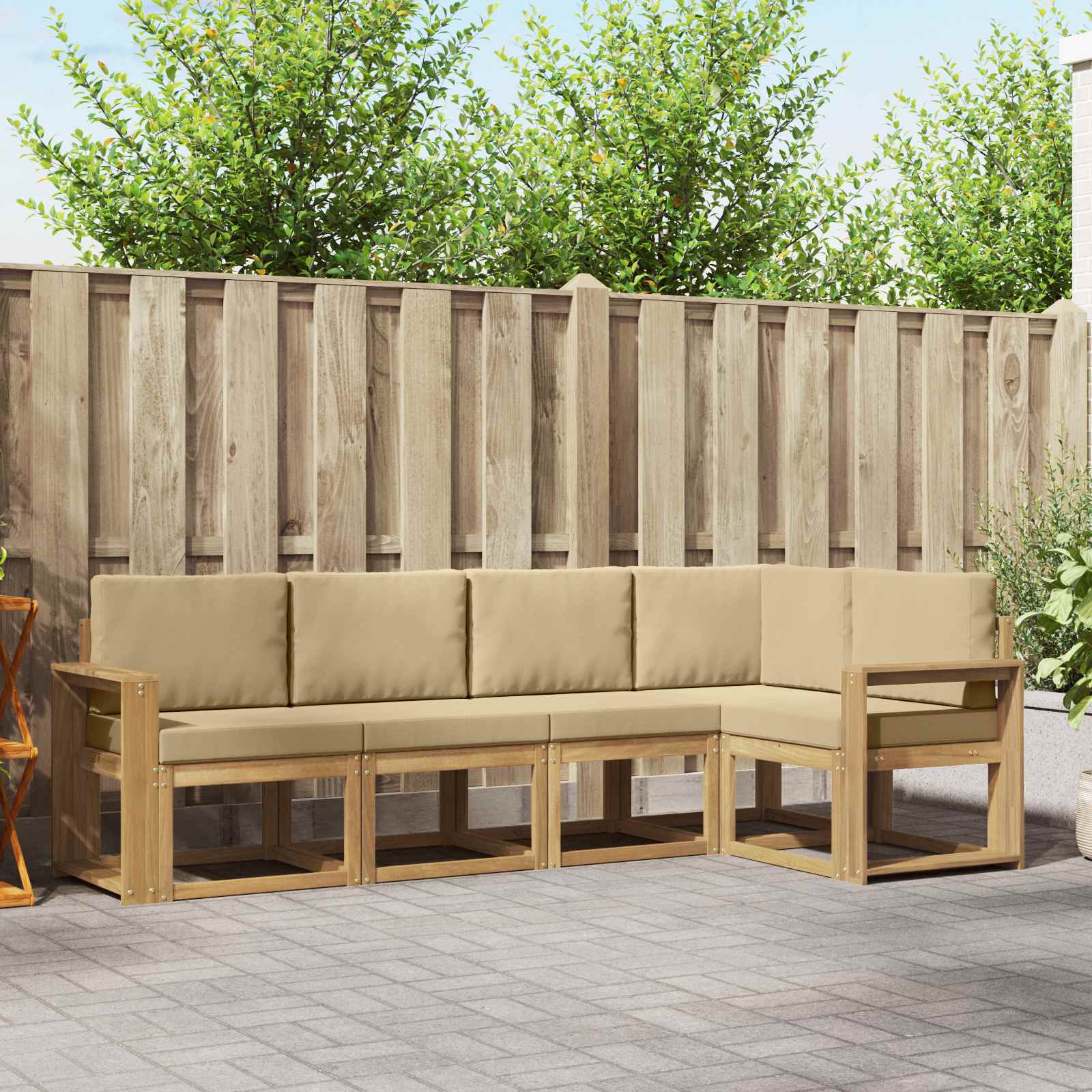 vidaXL Bankstel 5 pcs Naturel