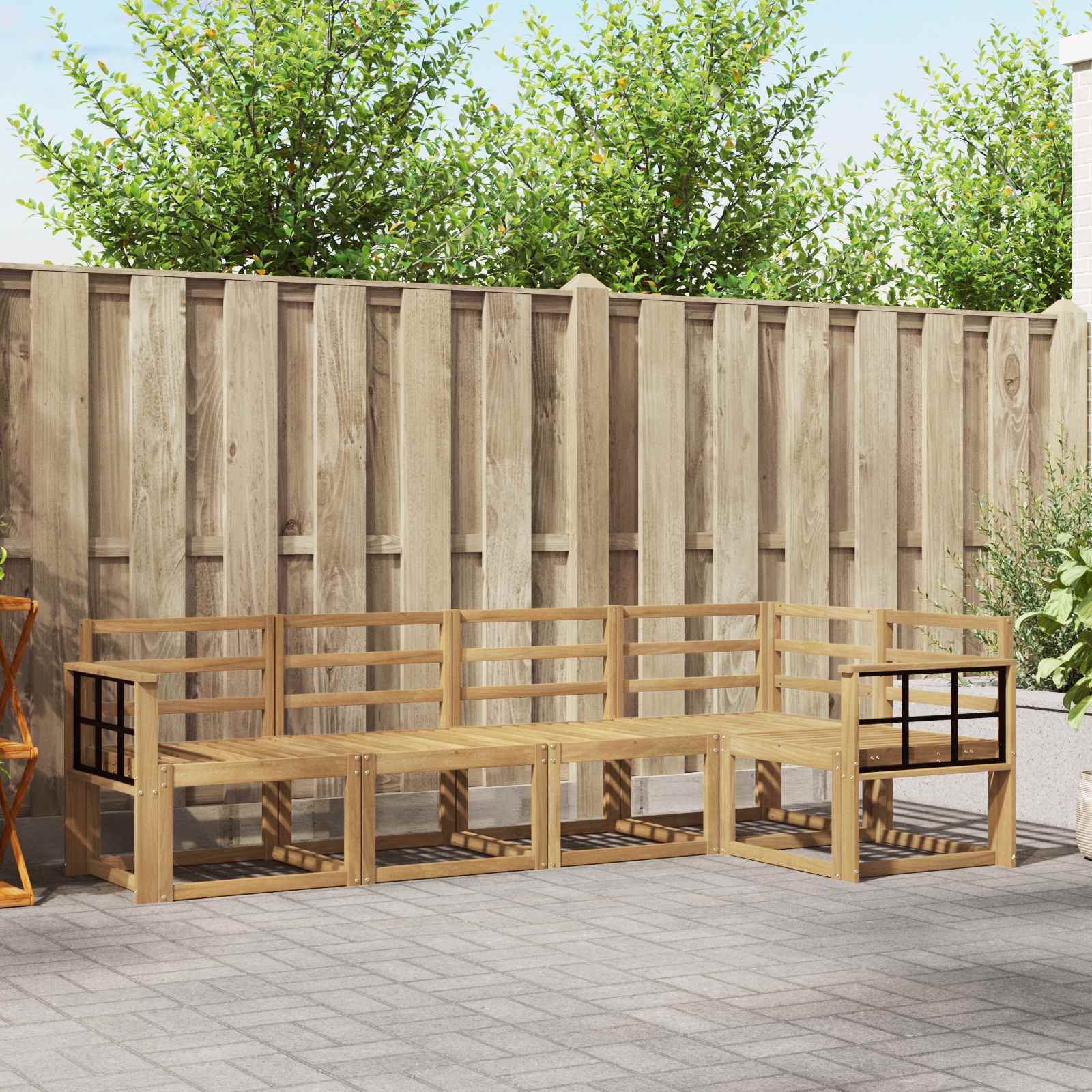vidaXL Bankstel 5 pcs Naturel