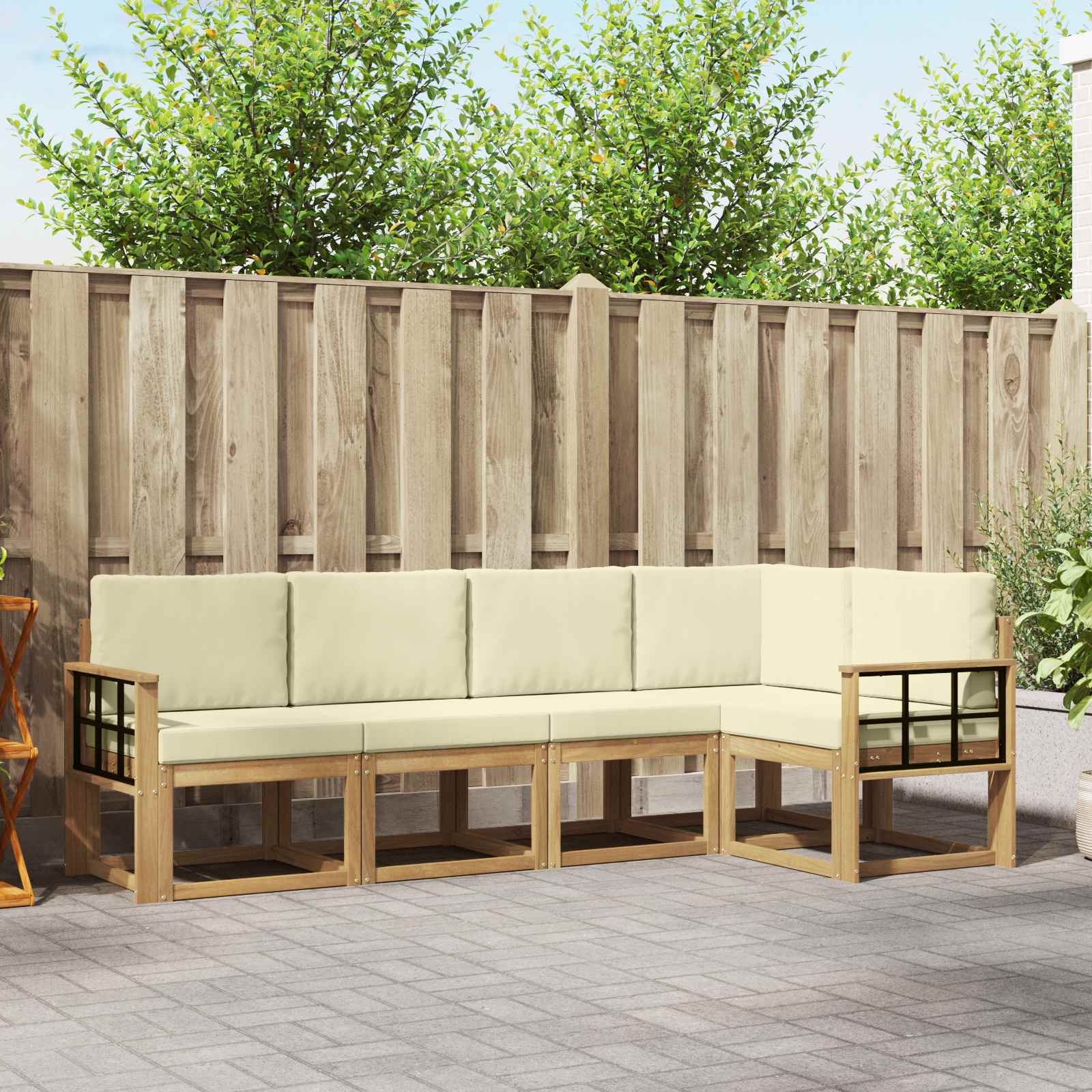vidaXL Bankstel 5 pcs Naturel