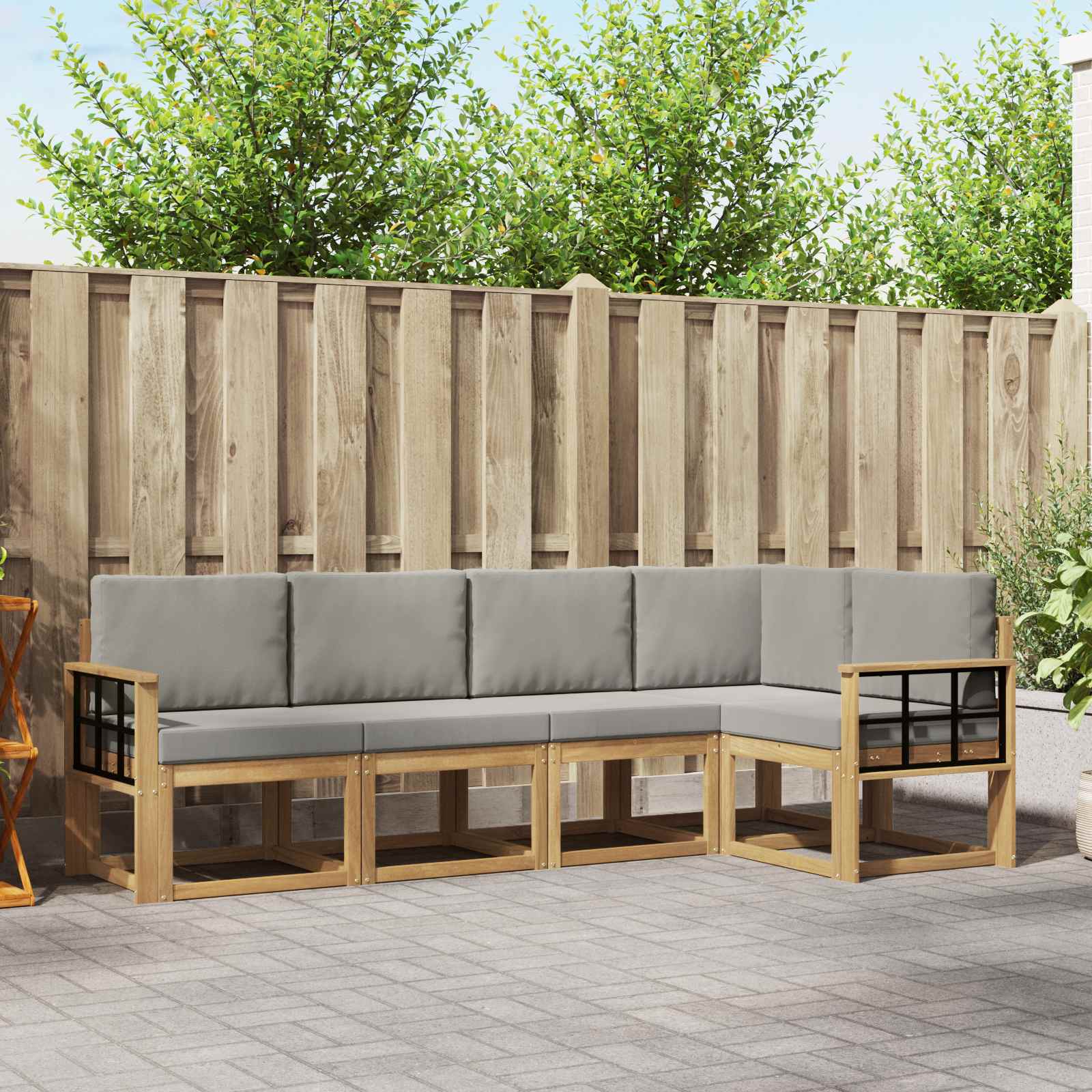 vidaXL Bankstel 5 pcs Naturel