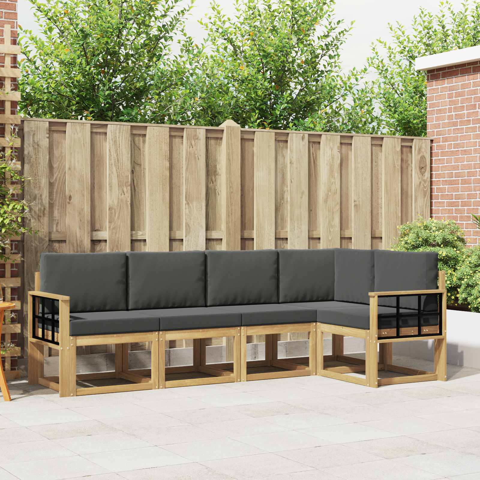 vidaXL Bankstel 5 pcs Naturel