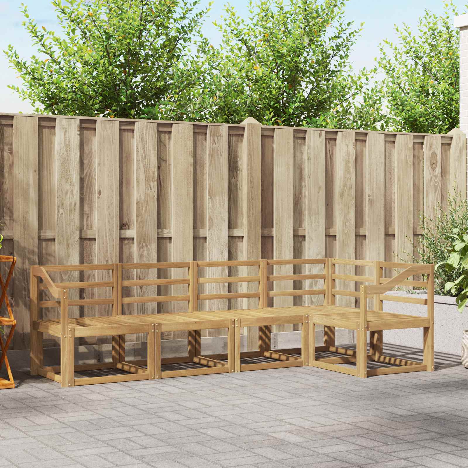 vidaXL Bankstel 5 pcs Naturel